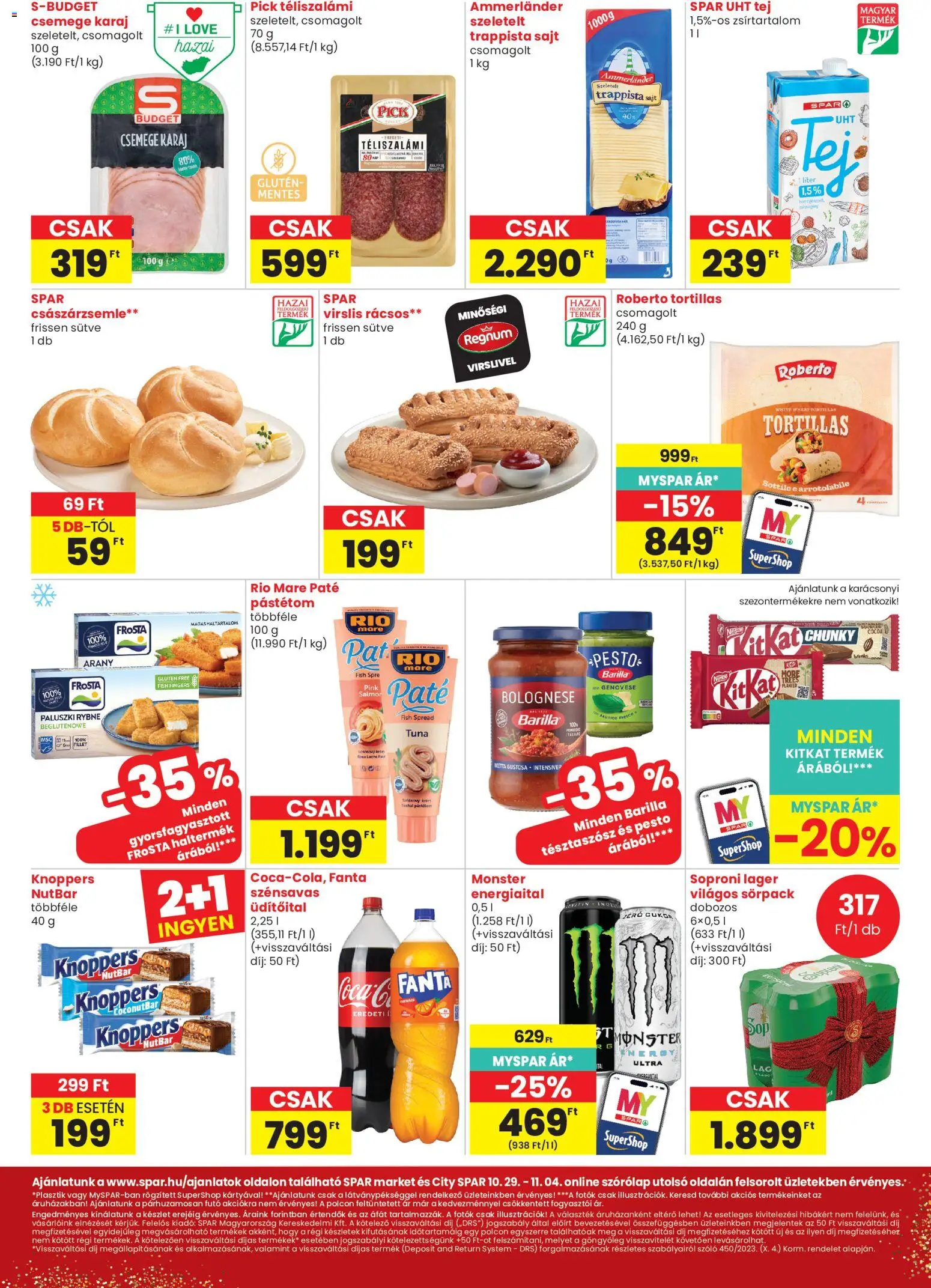 Spar akciós ujság - amely érvényes a következő dátumtól: 2026.10.29. | Oldal: 2 | Termékek: Rio Mare, Barilla, KitKat, Sajt