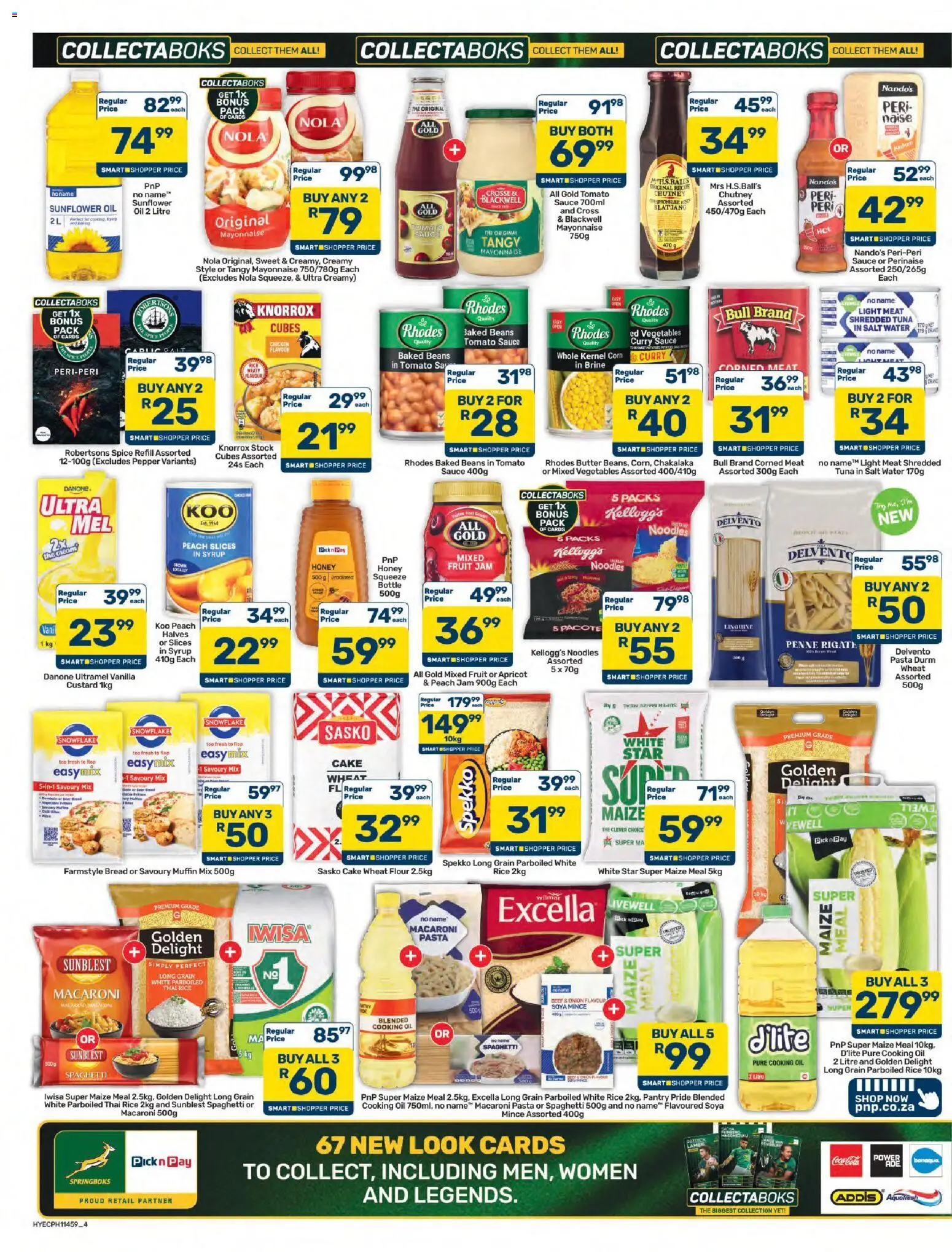 New Pick n Pay catalogue – valid from 23/10/2026 | Page: 4 | Products: Baked beans, Noodles, Tomato sauce, Peach