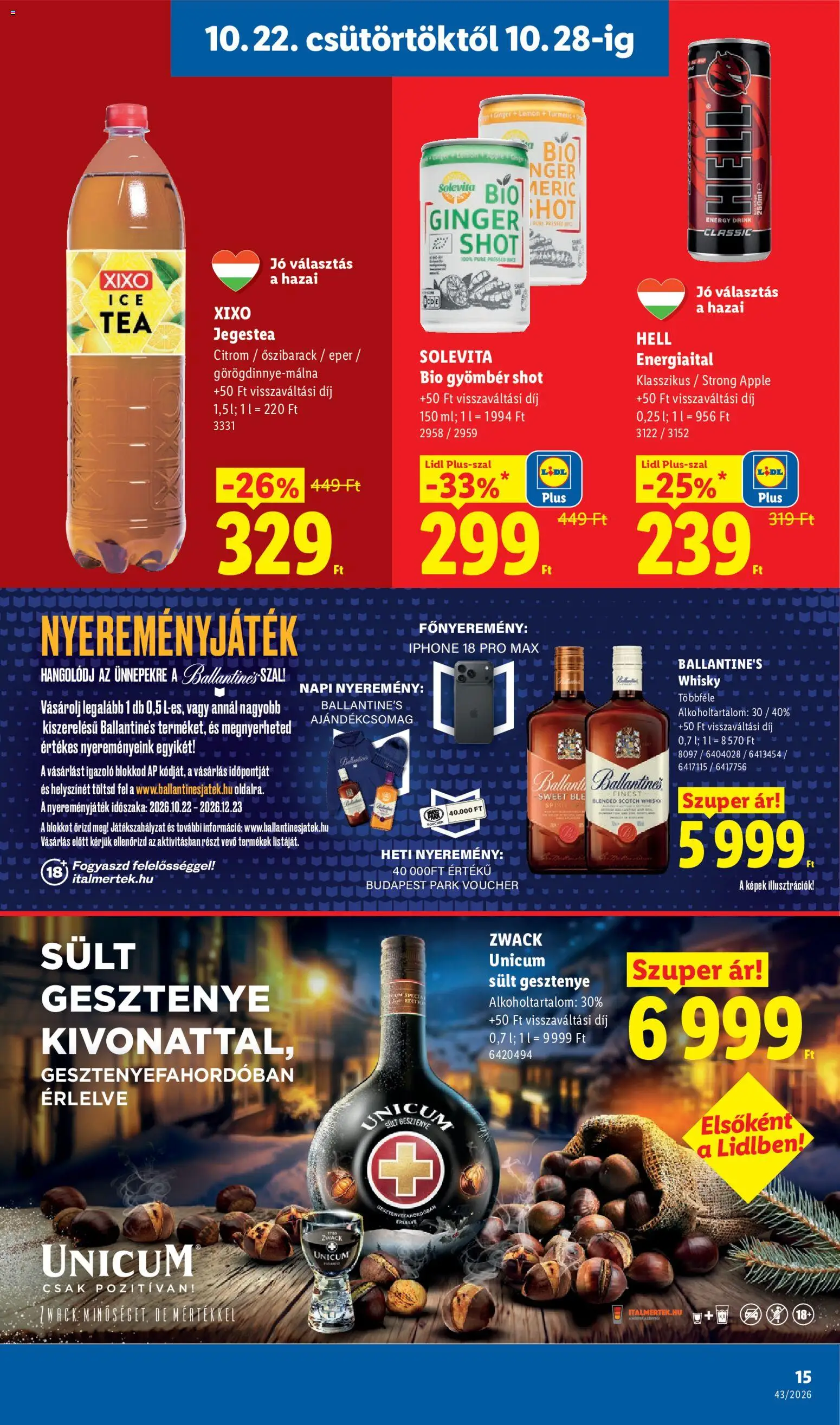 Lidl akciós ujság - amely érvényes a következő dátumtól: 2026.10.22. | Oldal: 15
