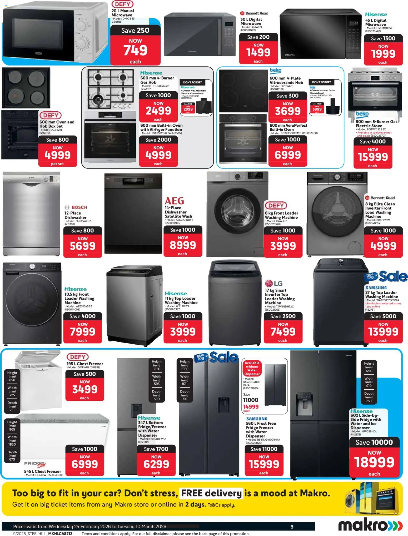 New Makro catalogue – valid from 25.02.2026 | Page: 9 | Products: Box, Fridge, Microwave, Chest freezer
