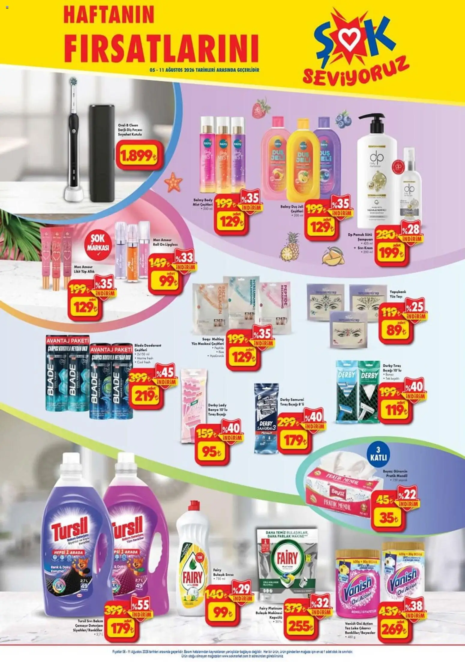 Şok Market Katalog - 05 Ağustos 2026 tarihinden itibaren geçerlidir | Sayfa: 4 | Ürünler: Banyo, Mendil, Şampuan, Duş jeli