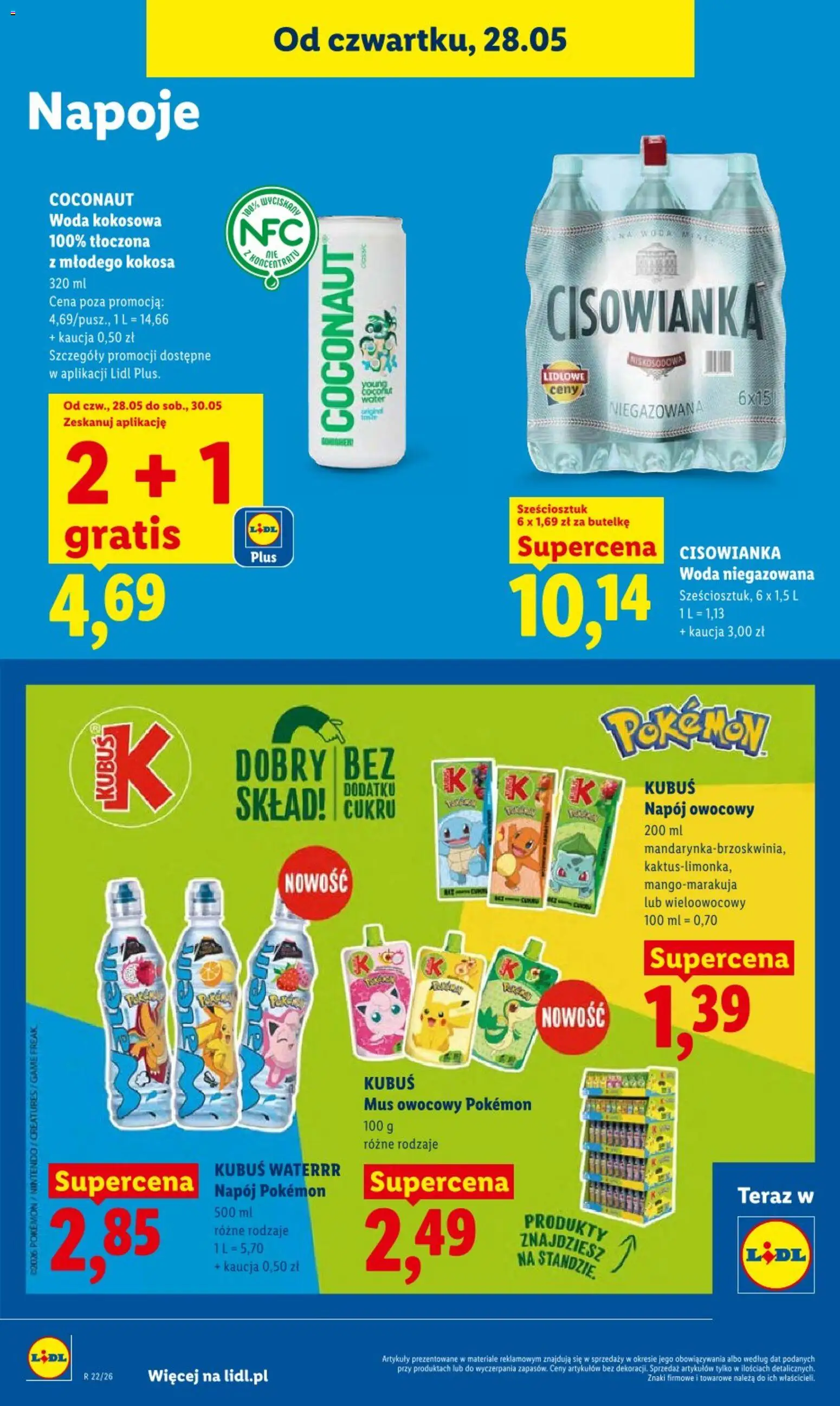 Lidl gazetka od 28.05.2026 | Strona: 64 | Produkty: Napoje, Woda niegazowana cisowianka, Woda niegazowana, Woda