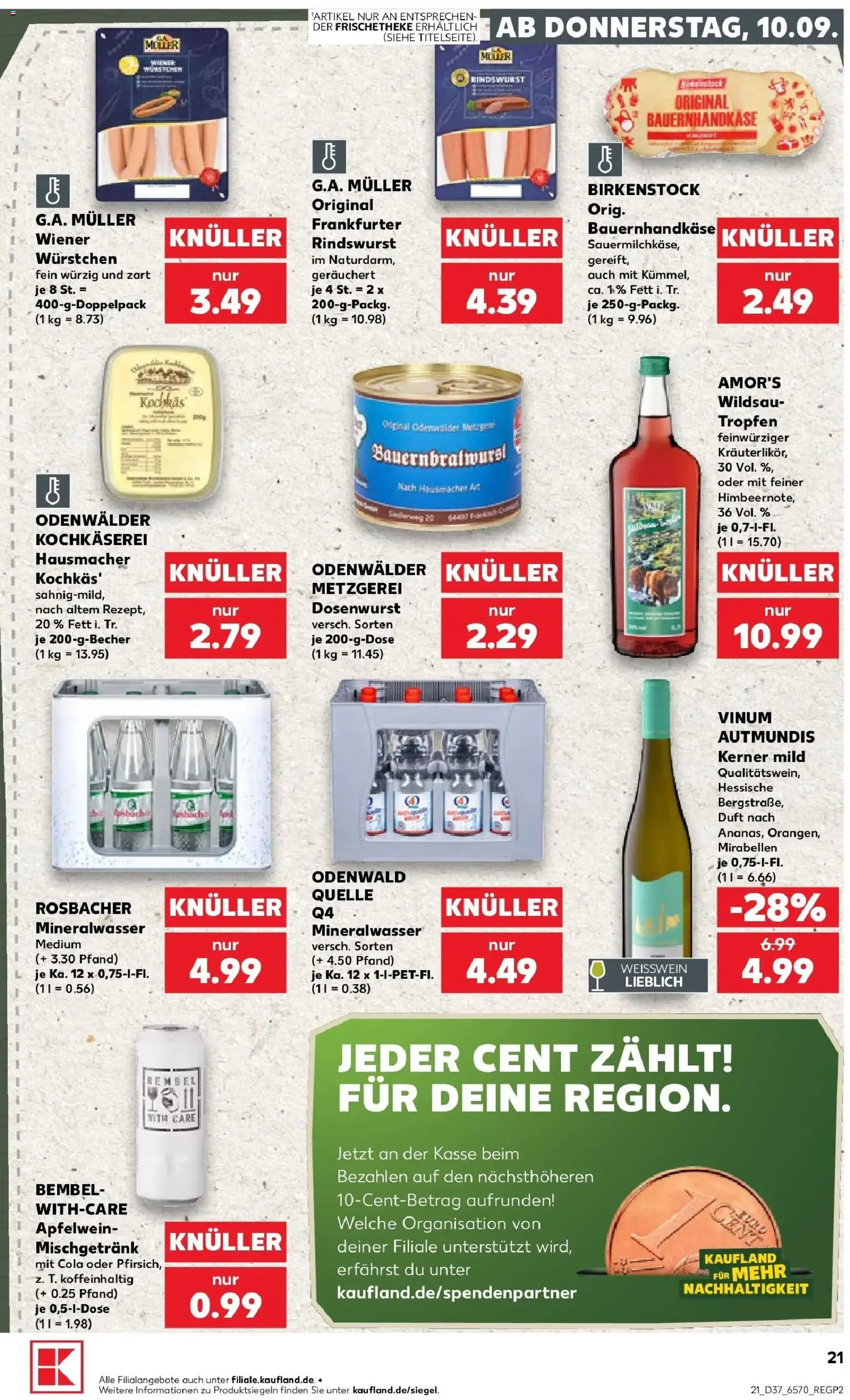 Prospekt Kaufland ab 10.09.2026 » Angebote Online zum Blättern | Seite: 21 | Produkte: Cola, Weißwein, Duft, Mineralwasser