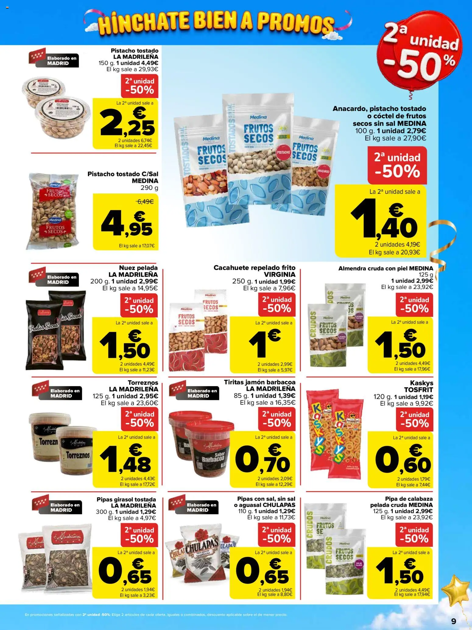 Carrefour folleto Madrid │ válido desde el 14/10/2026 | Página: 9 | Productos: Snacks, Frutos secos, Barbacoa, Sal