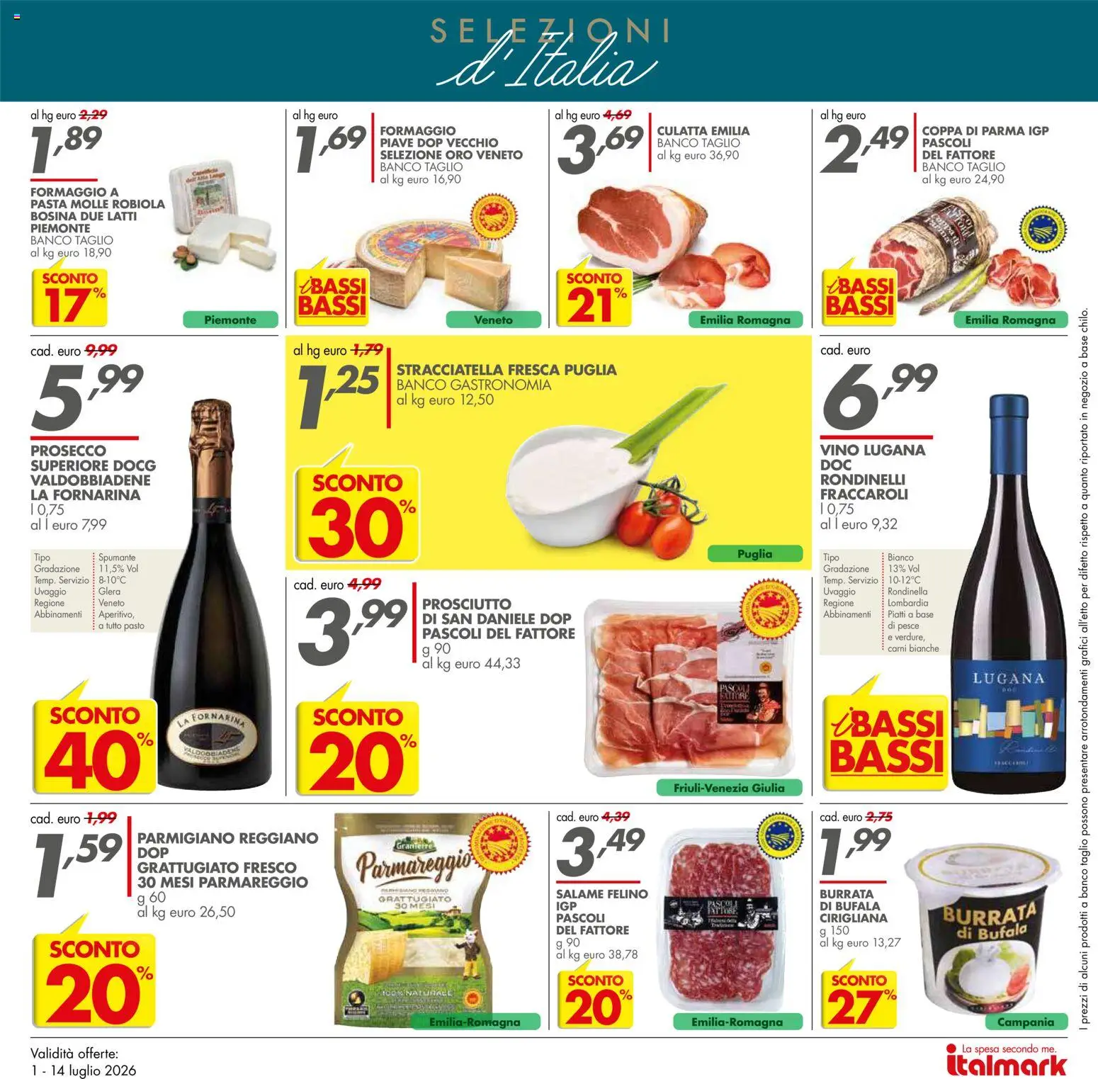 Volantino Italmark del 01/07/2026 | Pagina: 12 | Prodotti: Prosecco, Vino, Spumante, Parmigiano reggiano