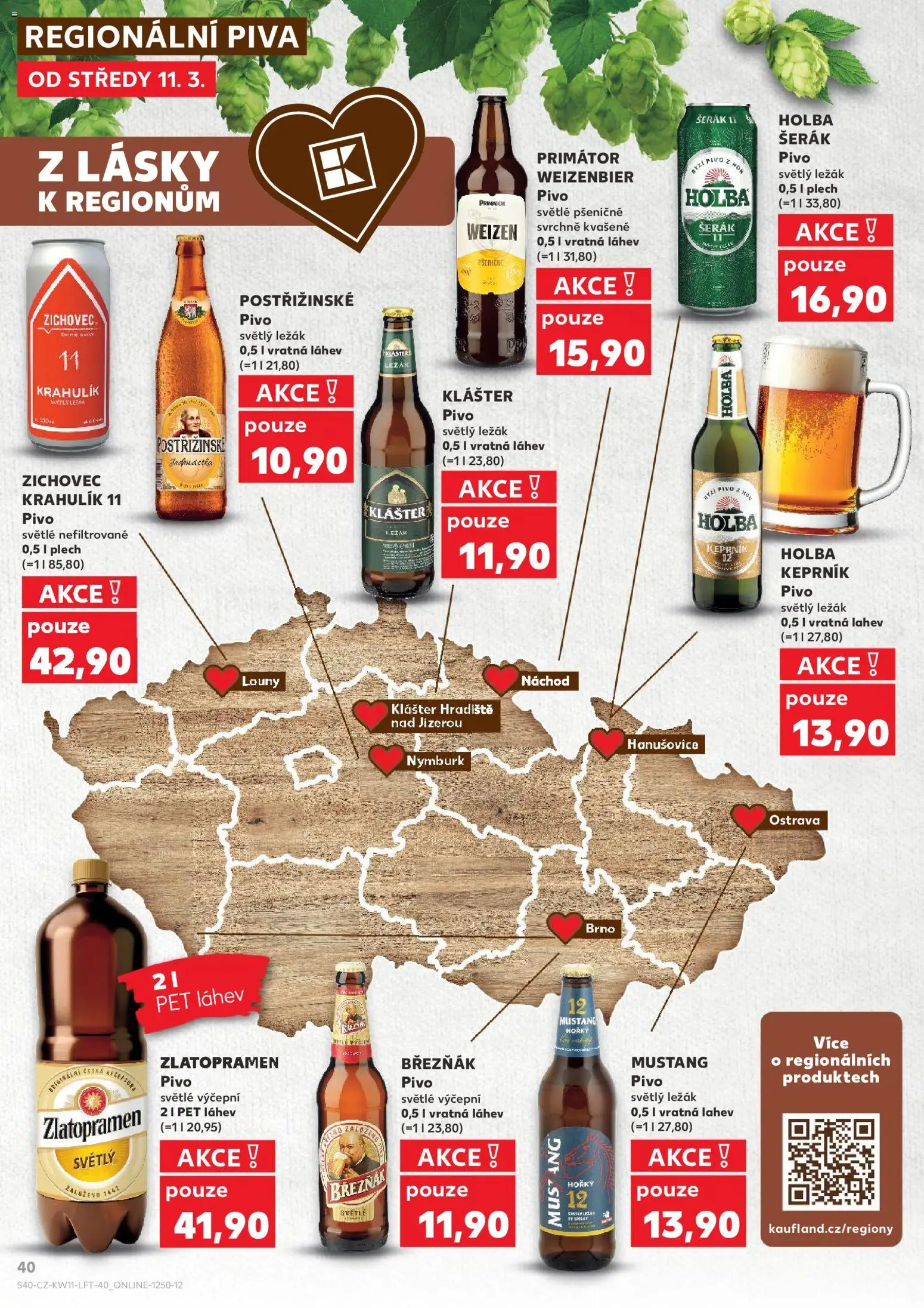 Kaufland leták od 11.03.2026 | Strana: 40 | Produkty: Zlatopramen, Holba šerák, Pivo, Láhev