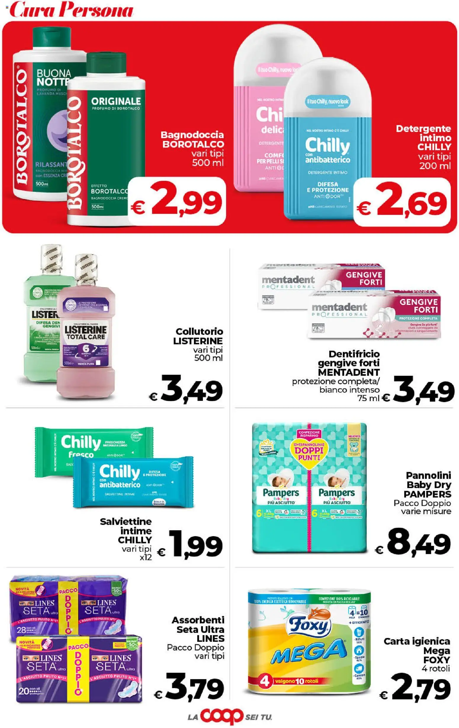 Volantino COOP del 31/07/2026 | Pagina: 40 | Prodotti: Carta igienica, Intimo, Pampers, Profumo