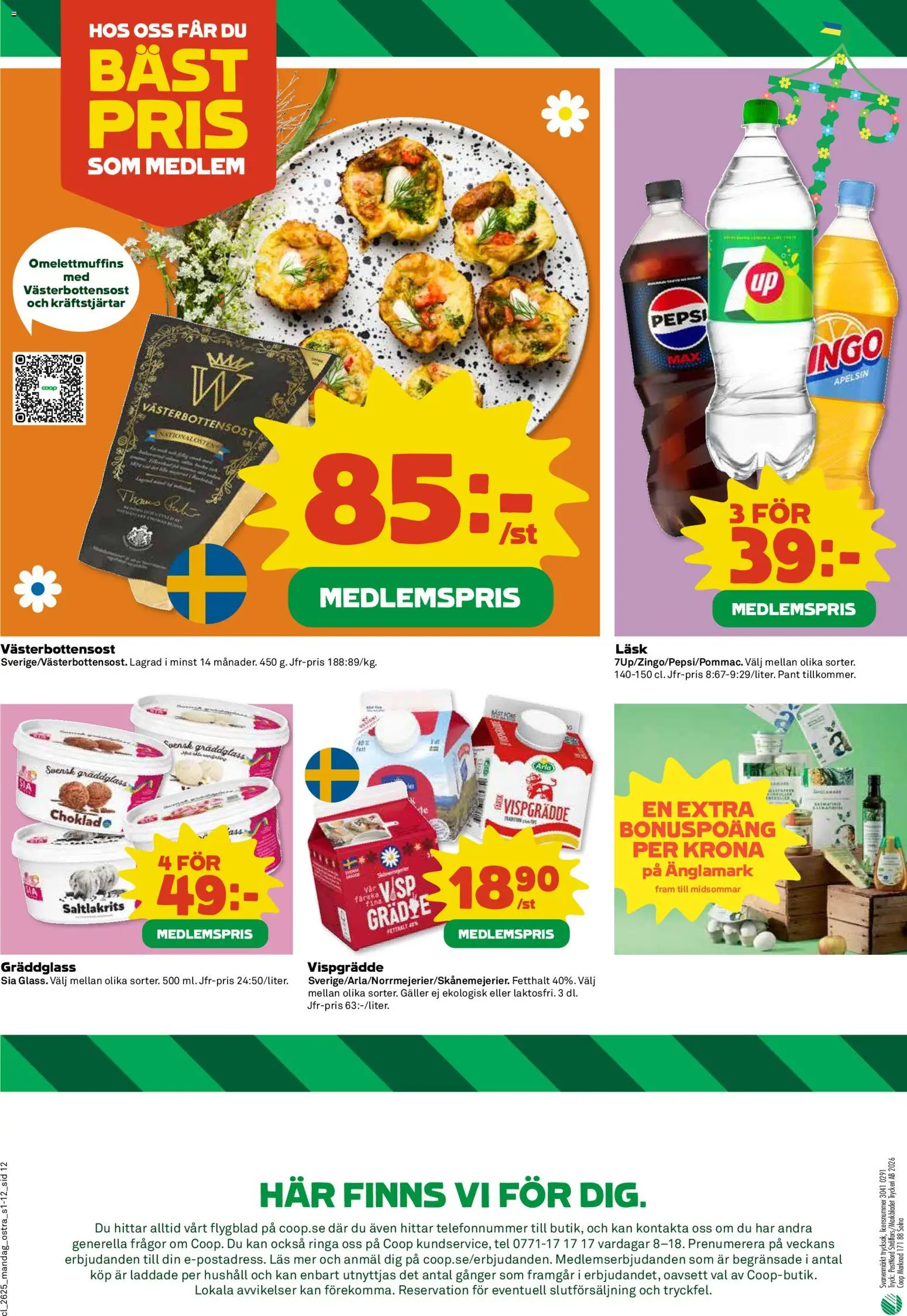 Coop Daglivs reklamblad aktuell från 15.06.2026 | Sida: 12 | Produkter: Galler, Pepsi, Apelsin, Vispgrädde