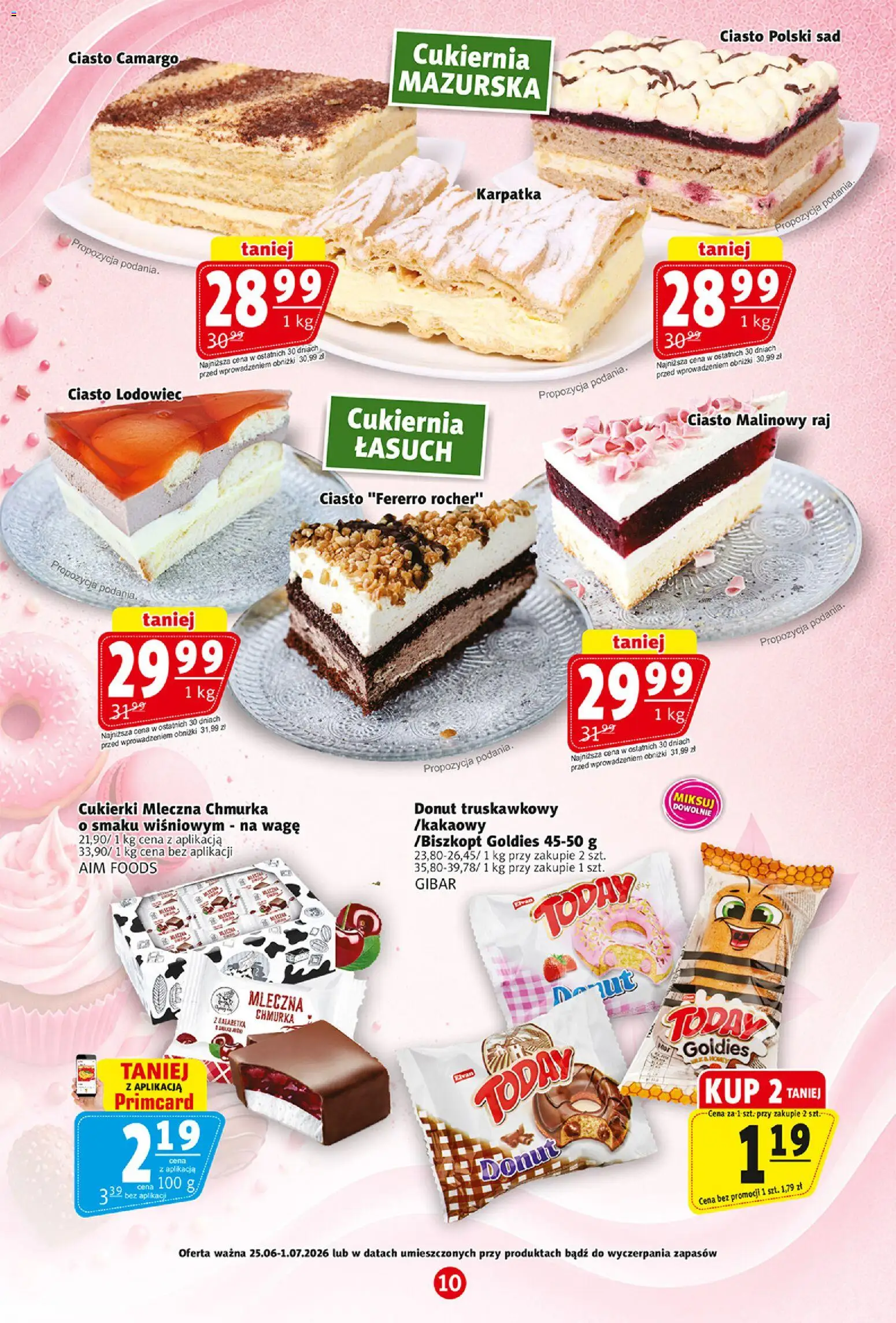 Prim Market gazetka od 25.06.2026 | Strona: 10 | Produkty: Galaretka, Ciasto, Donut, Cukierki