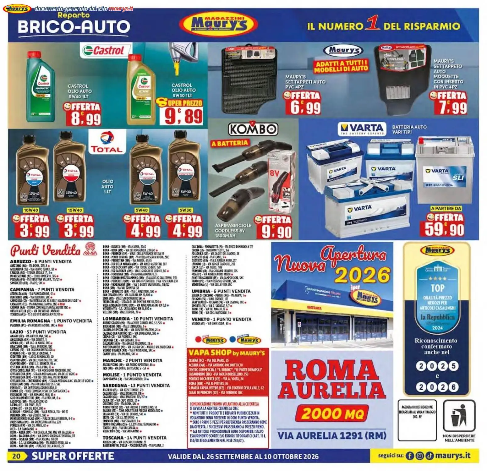 Volantino Maury's del 26/09/2026 | Pagina: 20