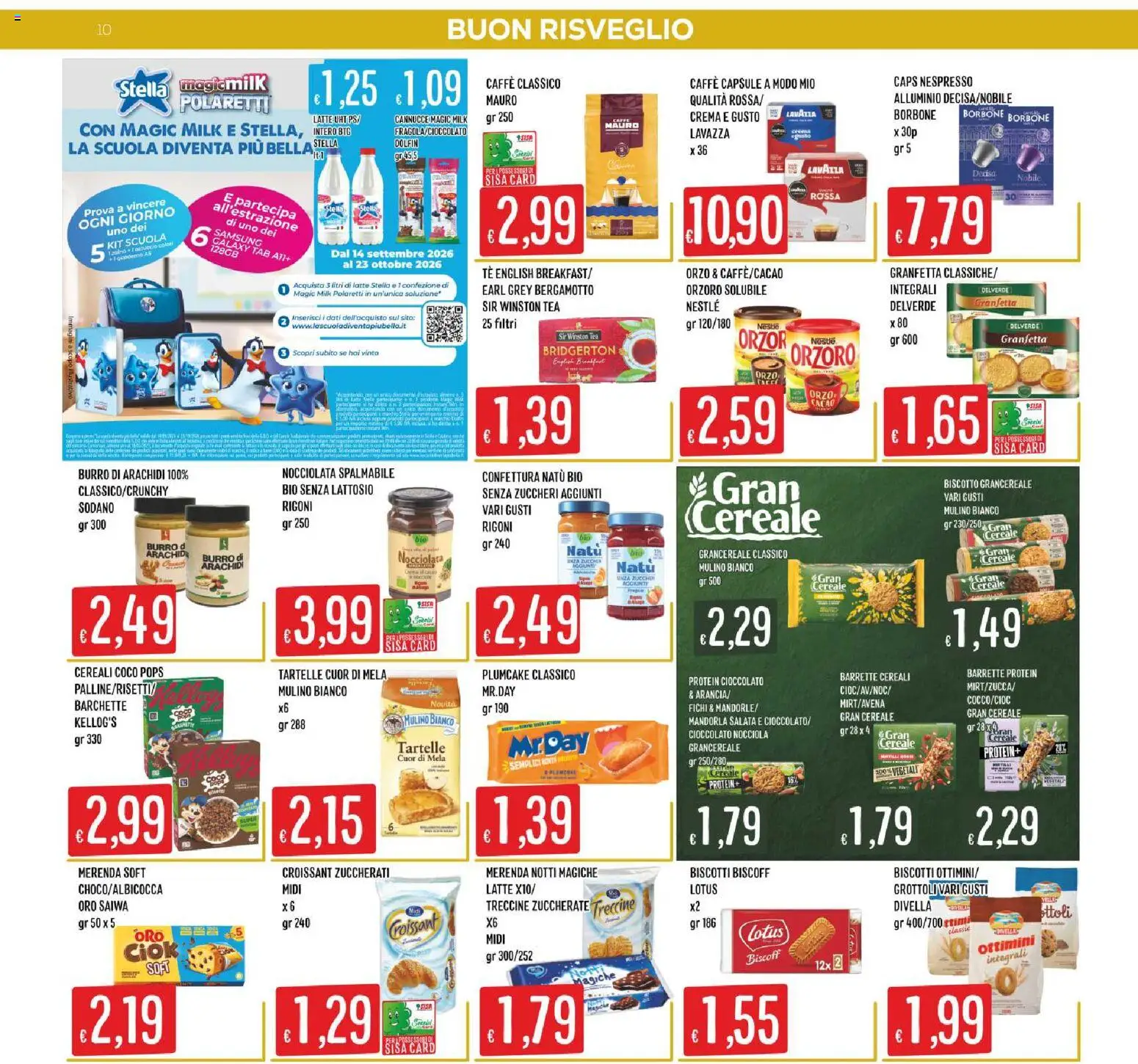 Volantino SISA del 01/10/2026 | Pagina: 10 | Prodotti: Tè, Cereali, Burro di arachidi, Samsung