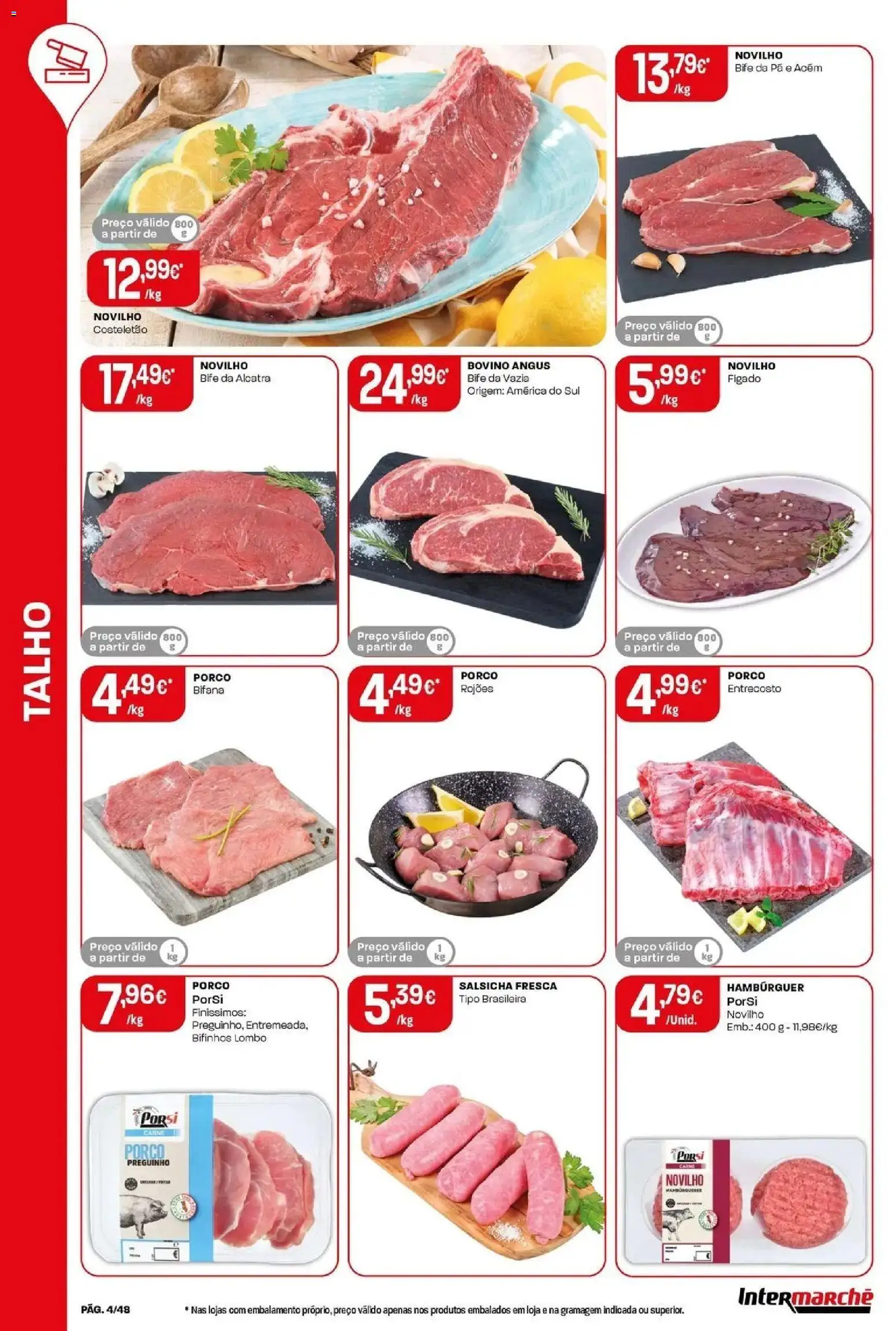 Intermarché - Isto é que são preços BAIXOS! │ válido de 28.05.2026 | Página: 4 | Produtos: Hambúrguer, Salsicha, Carne, Pá