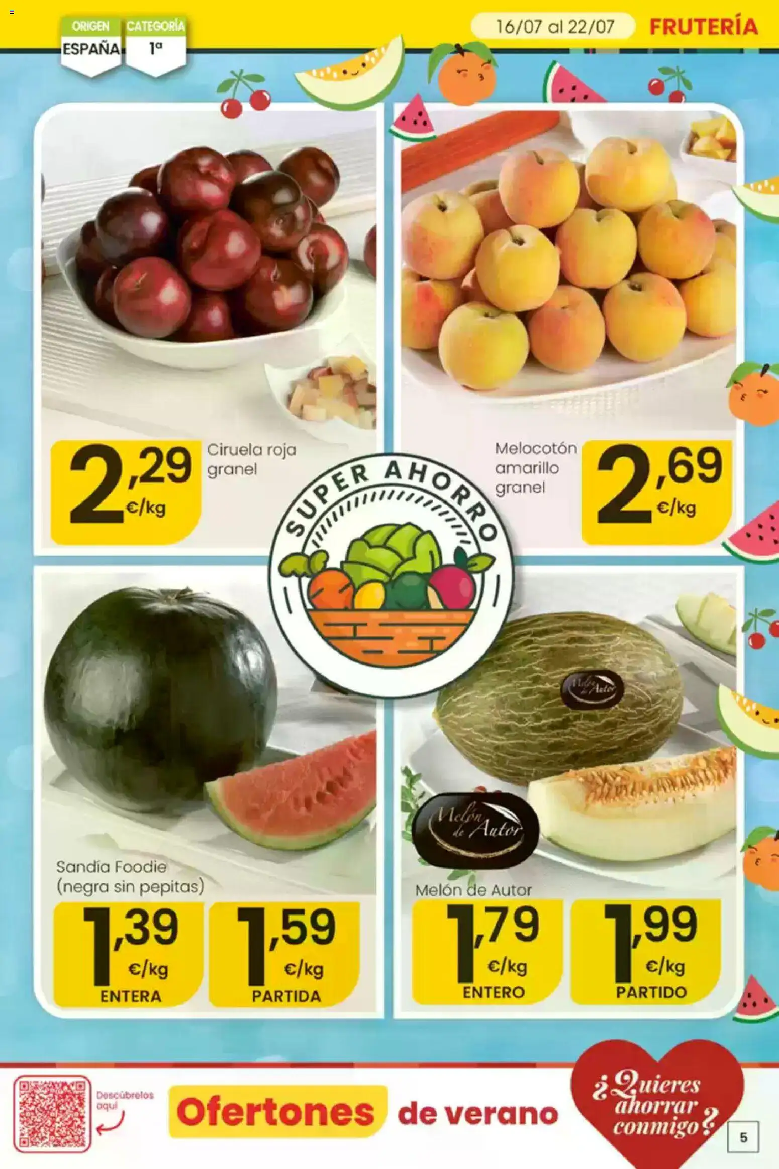Eroski Ofertones de verano │ válido desde el 16/07/2026 | Página: 5 | Productos: Φορτιστής, Sandía