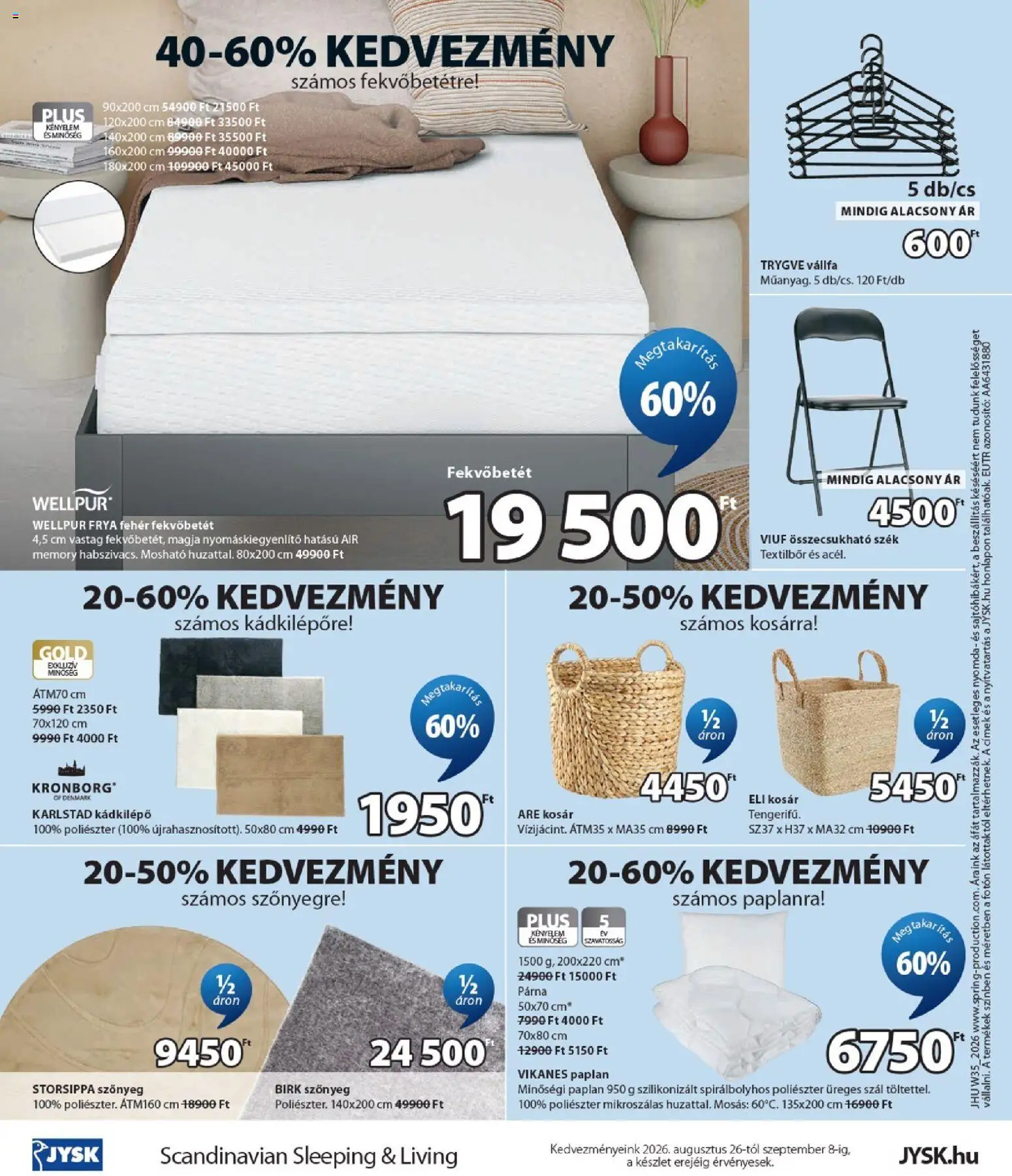 JYSK akciós ujság - amely érvényes a következő dátumtól: 2026.08.26. | Oldal: 16 | Termékek: Paplan, Kronborg, Párna, Kosár