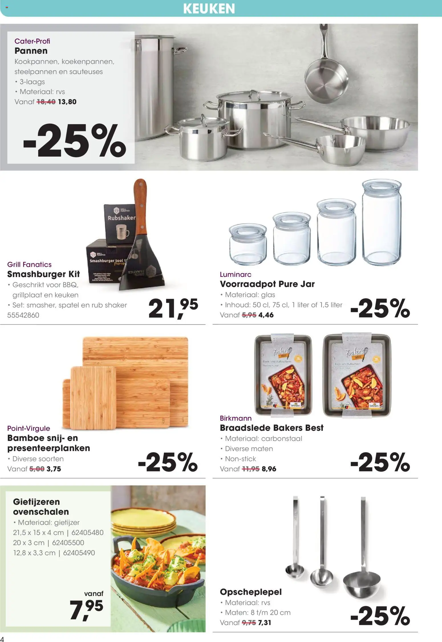{H1} | Pagina: 4 | Producten: Pannen, Gietijzer, Grill, Glas