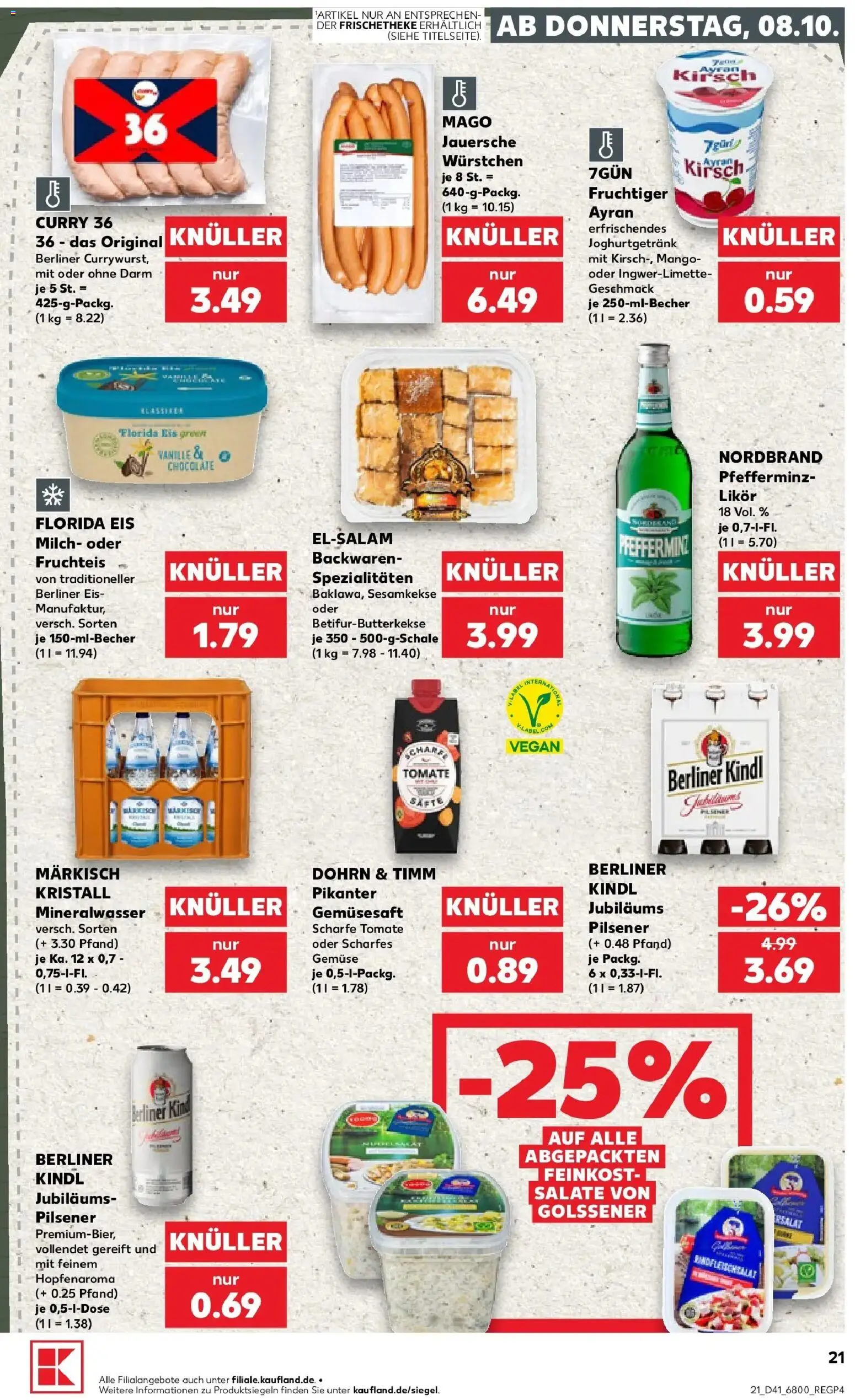 Prospekt Kaufland ab 08.10.2026 » Angebote Online zum Blättern | Seite: 21 | Produkte: Berliner, Likör, Vanille, Mango