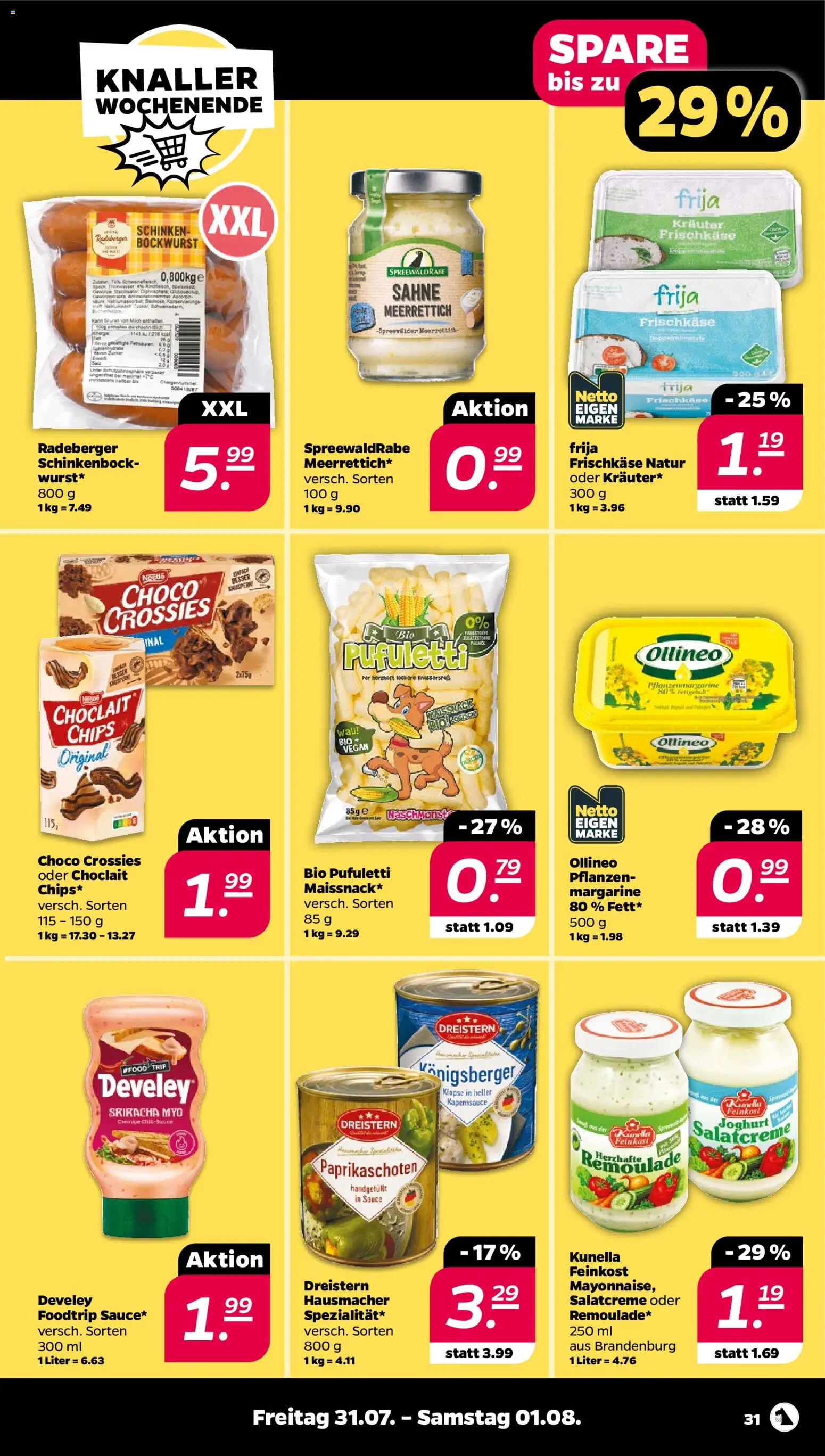 Netto Prospekt – gültig ab 27.07.2026 | Seite: 35 | Produkte: Bockwurst, Joghurt, Schinken, Frischkase