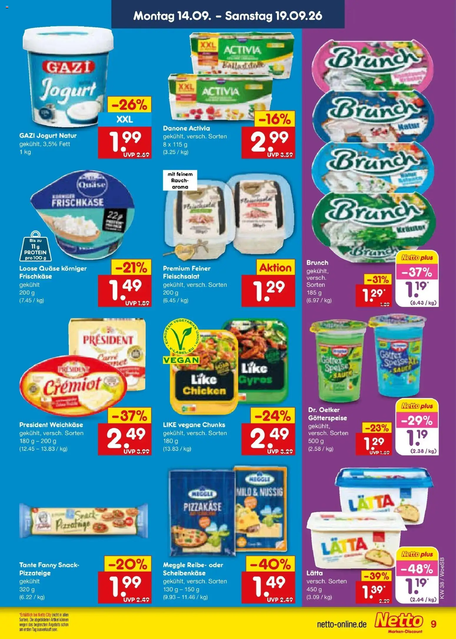 Netto Marken-Discount Prospekt Gemmingen – gültig ab 14.09.2026 | Seite: 11 | Produkte: Danone activia, Gyros, Lätta, Frischkase