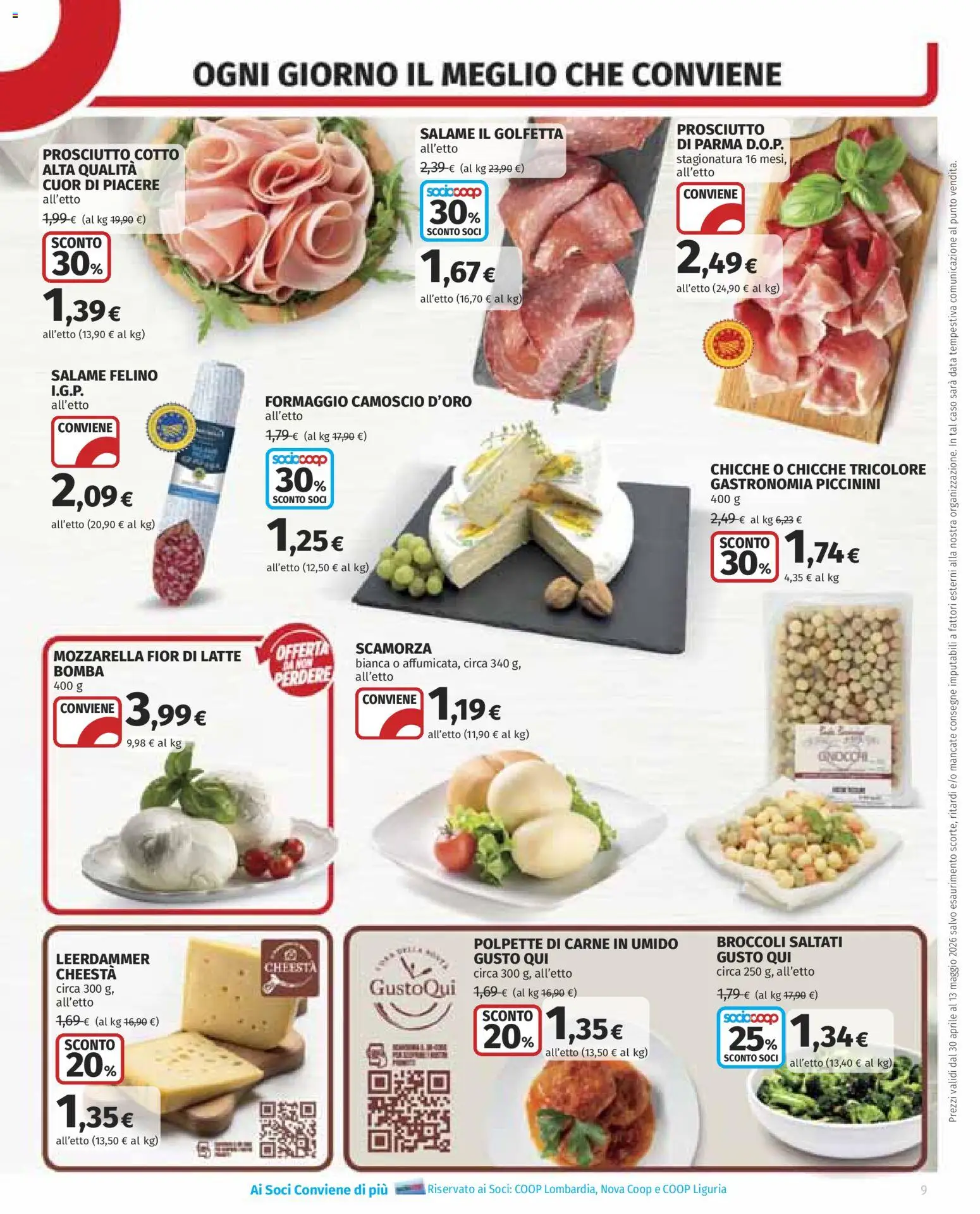 Volantino COOP del 30.04.2026 | Pagina: 9 | Prodotti: Latte, Formaggio, Data, Gnocchi