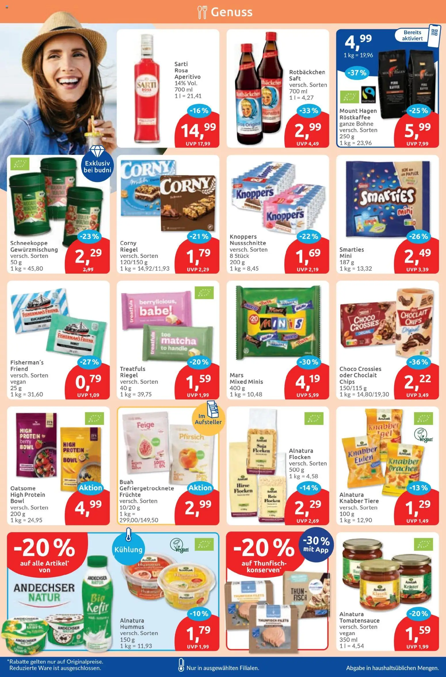 Budni Prospekt – gültig ab 10.08.2026 | Seite: 6 | Produkte: Thunfisch, Smarties, Saft, Flocken