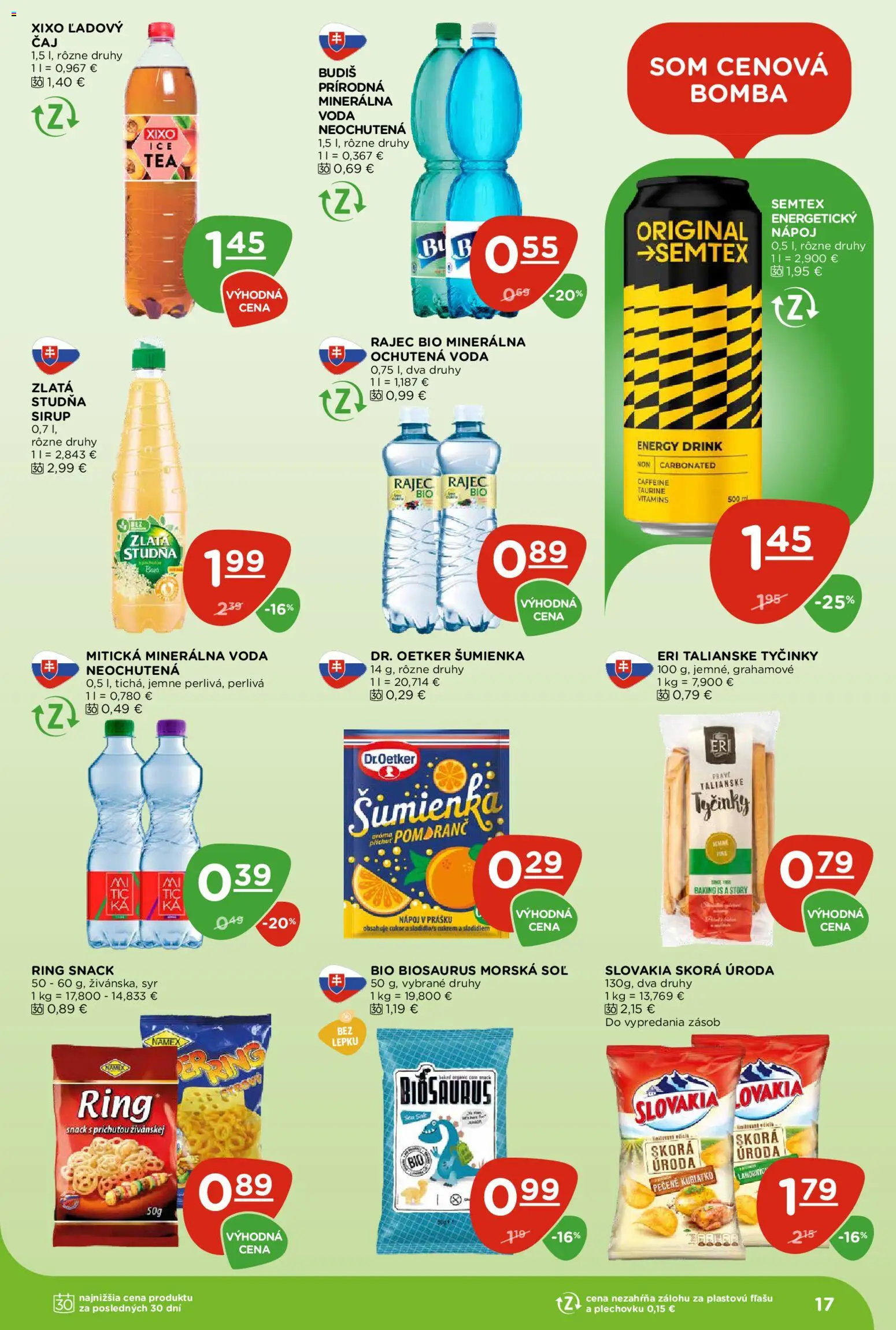Nové Terno akcie – leták je platný od 30.07.2026 | Strana: 17 | Produkty: Budiš, Cukor, Voda, Soľ