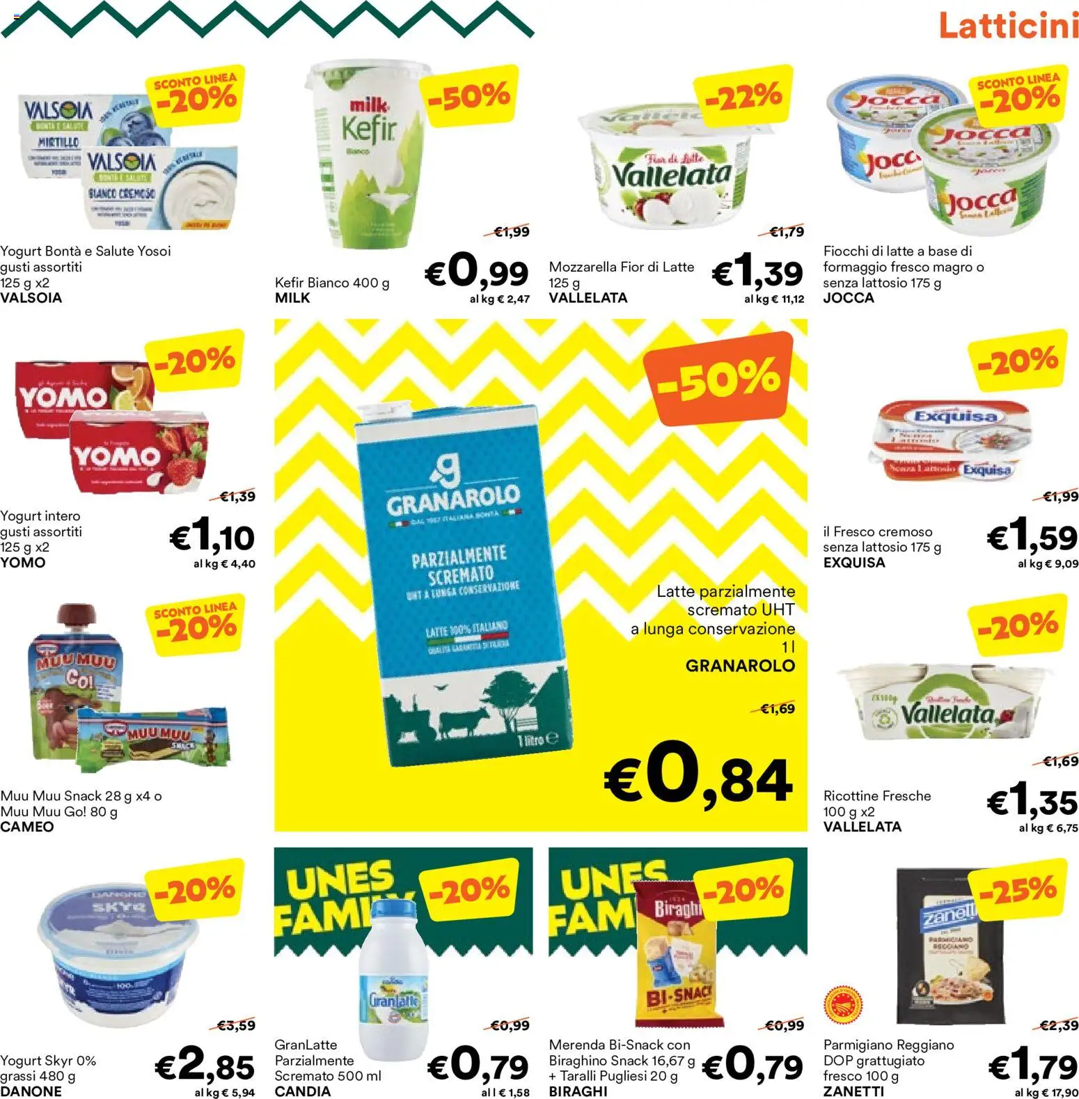 Volantino Unes del 09/09/2026 | Pagina: 3 | Prodotti: Yogurt, Taralli, Parmigiano, Senza lattosio