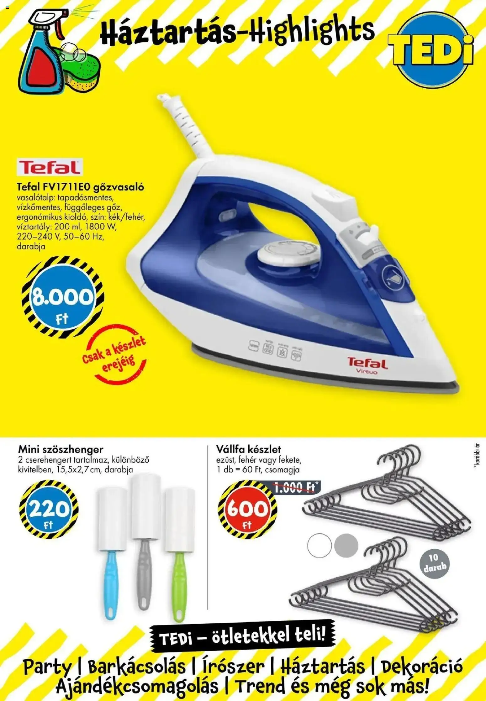 TEDi akciós ujság - amely érvényes a következő dátumtól: 15.05.2026 | Oldal: 12 | Termékek: Tefal, Vállfa, Dekoráció