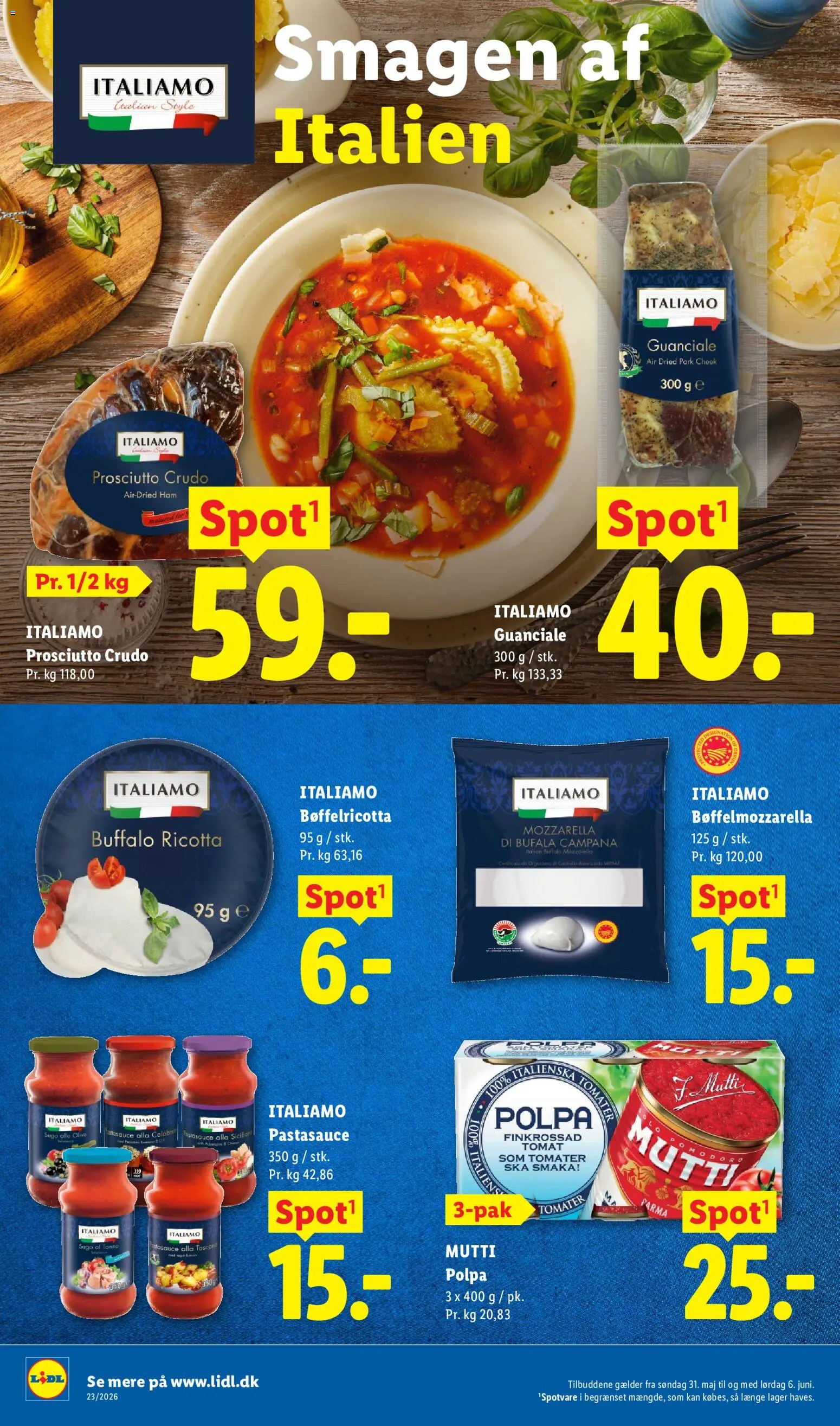 Lidl tilbudsavis – gyldig fra 31.05.2026 | Side: 14 | Produkter: Tomater, Pastasauce, Mozzarella, Søm