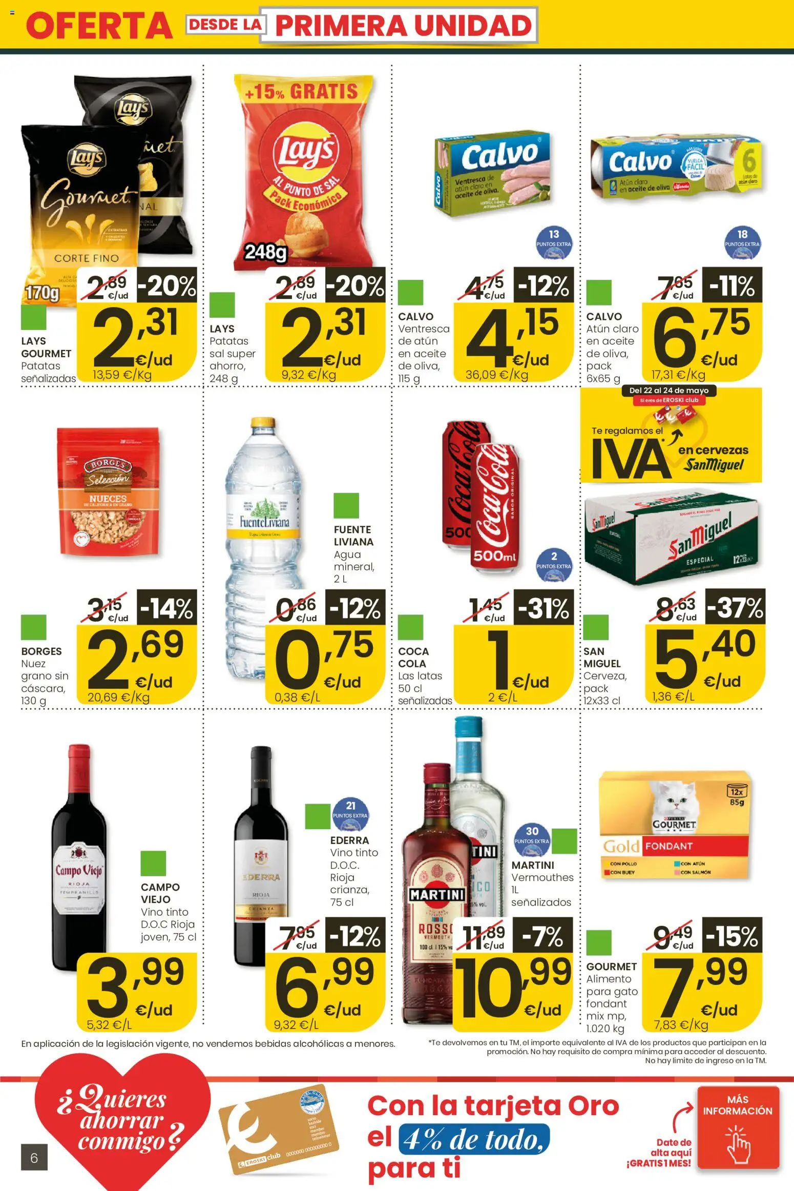 Eroski Quieres ahorrar conmigo │ válido desde el 14.05.2026 | Página: 6 | Productos: Vino, Té, Aceite de oliva, Atún claro
