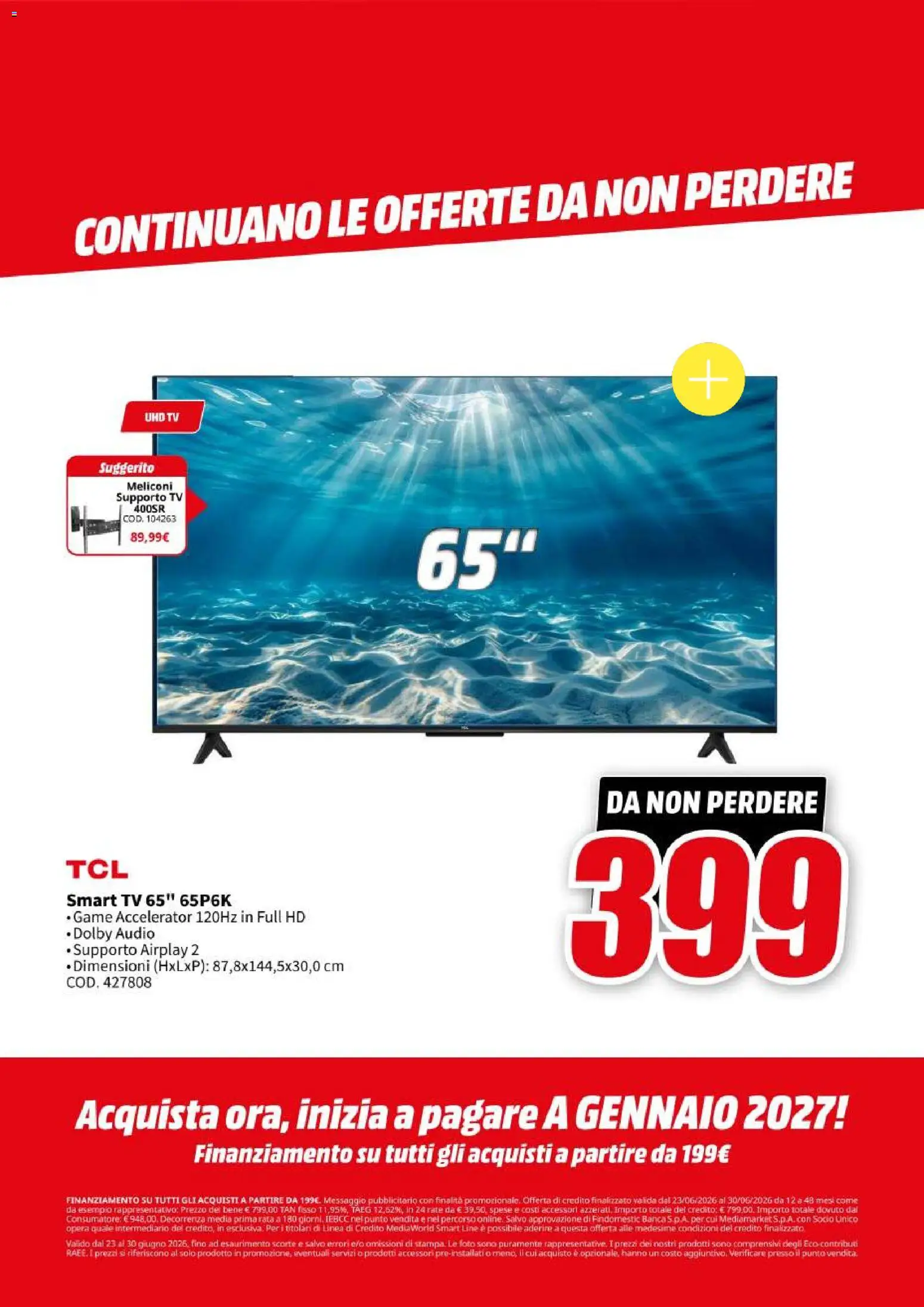 Volantino Media World del 23/06/2026 | Pagina: 47 | Prodotti: smart TV, TV, Audio
