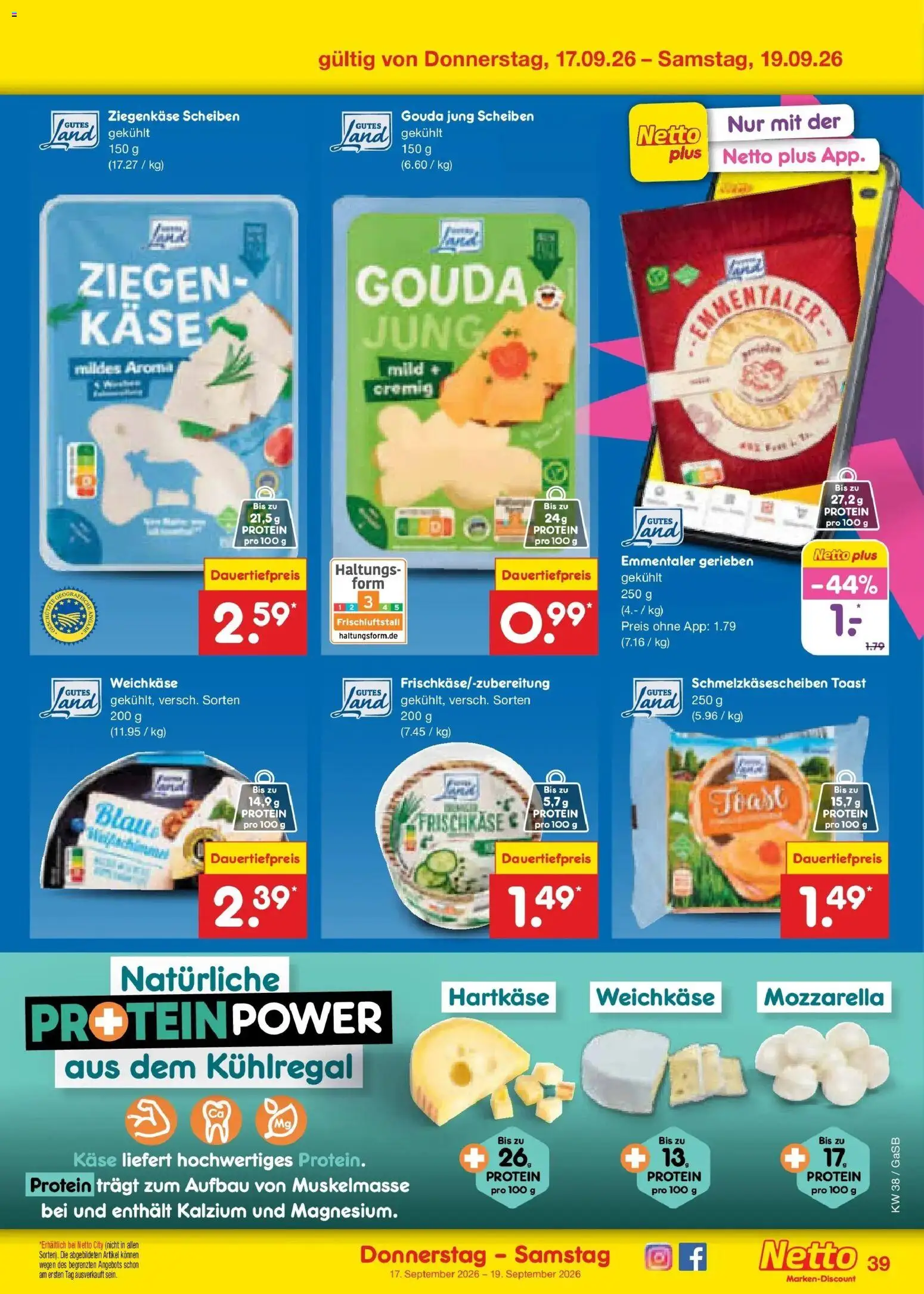 Netto Marken-Discount Prospekt Oldenburg – gültig ab 14.09.2026 | Seite: 53 | Produkte: Käse, Toast, Gouda, Ziegenkäse