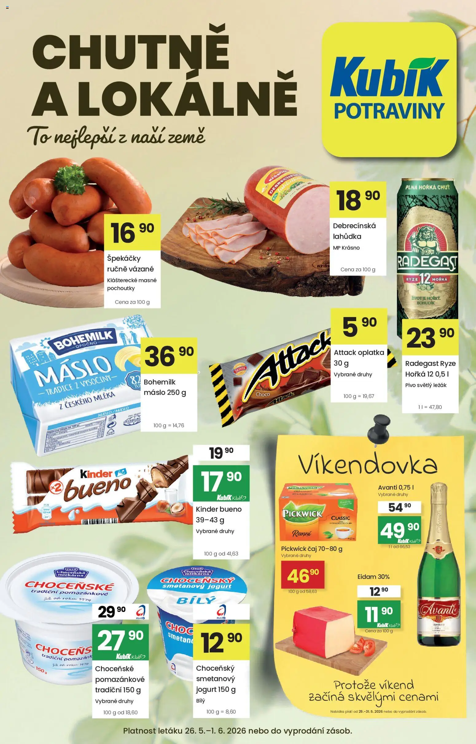 Kubík leták od 26.05.2026 | Strana: 1 | Produkty: Jogurt, Rýže, Špekáčky, Potraviny