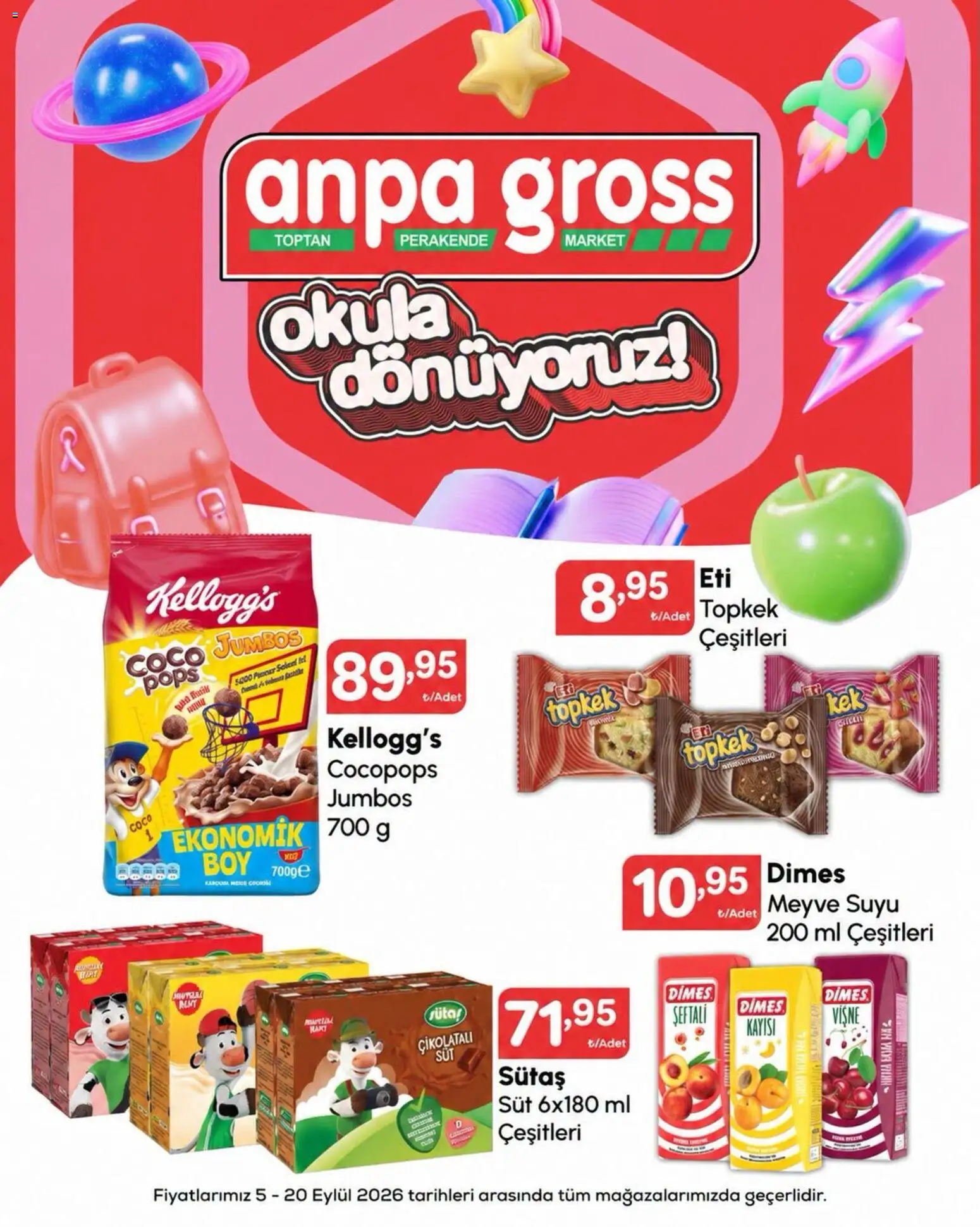Anpa Gross - Okula dönüş - 05 Eylül 2026 tarihinden itibaren geçerlidir | Sayfa: 8 | Ürünler: Süt, Meyve suyu, Vişne, Meyve