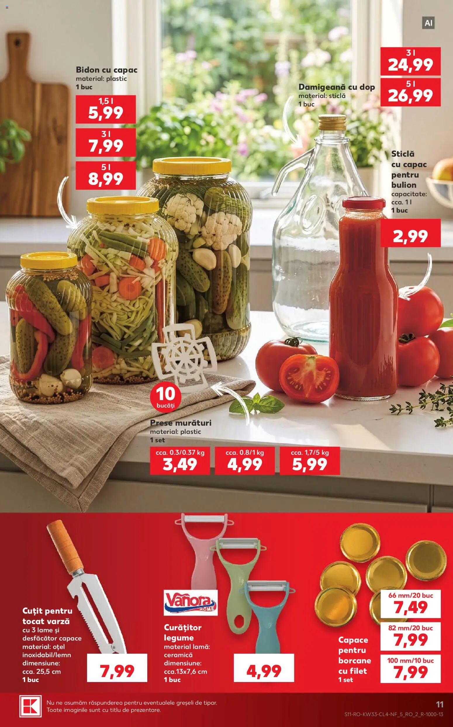 Noul catalog Kaufland – valabil de la 12.08.2026 | Pagină: 11 | Produse: Varză, Bulion, Sticla cu capac, Legume