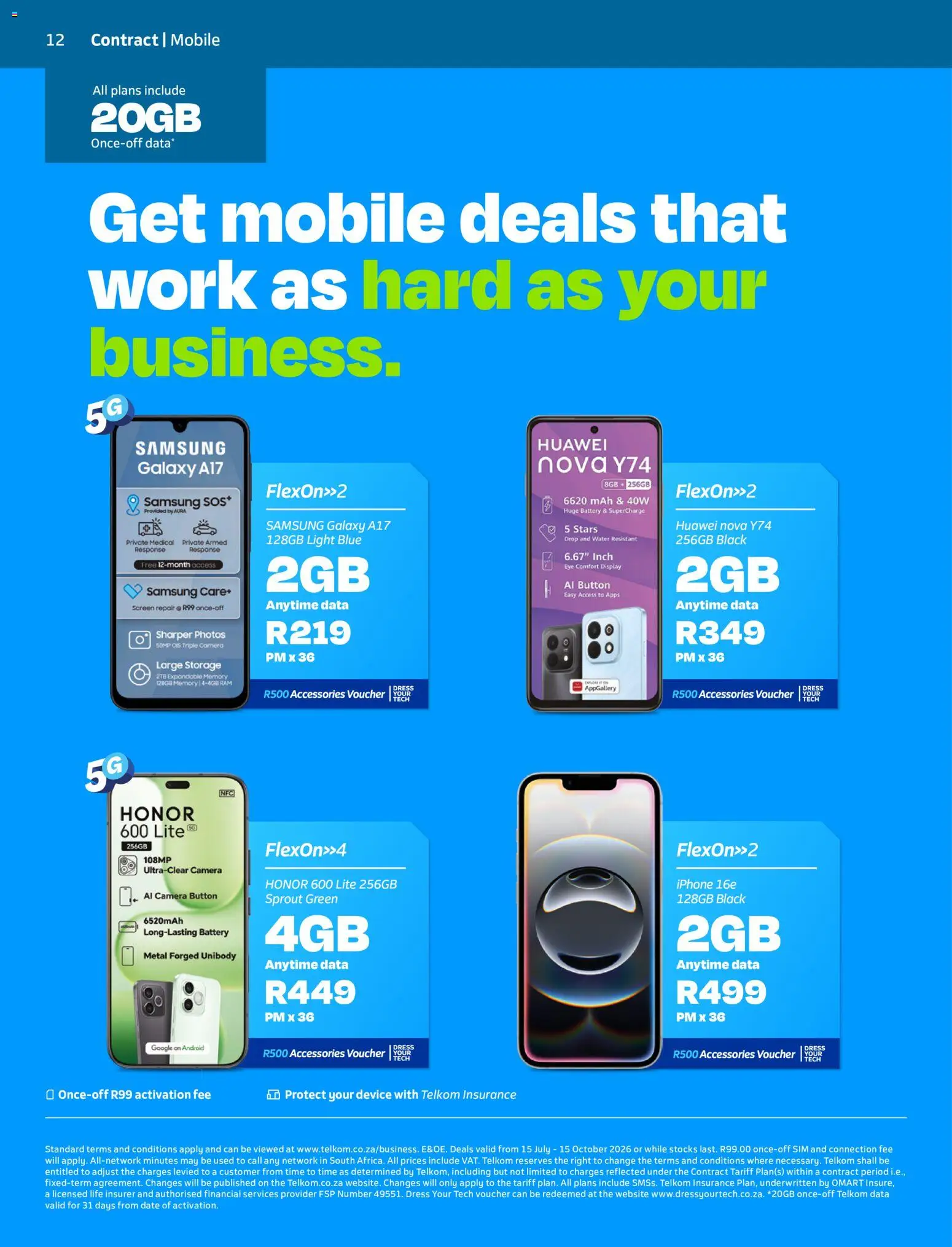 New Telkom catalogue – valid from 15/07/2026 | Page: 12 | Products: Data, Sim, Battery, Light