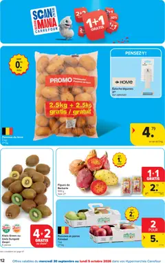 Kiwi Green ou kiwis Sungold Zespri, 6 pièces - Voorbeeld van een folder van Carrefour, geldig van 30/09/2026 | Pagina: 12 | Producten: Kiwi, Aardappelen