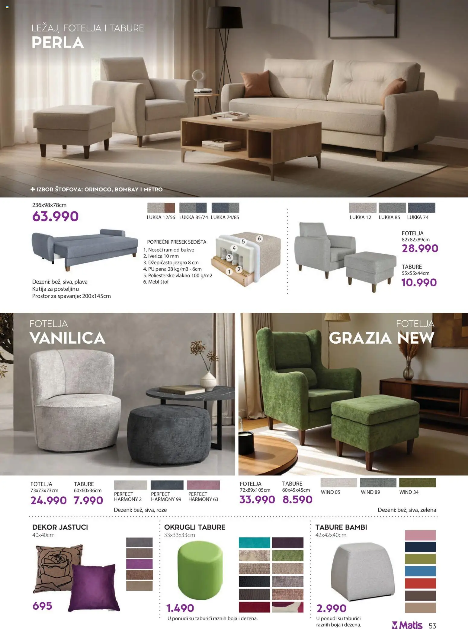 Matis katalog - važi od 01.05.2026 | Strana: 53 | Proizvode: Fotelja, Kutija, Tabure