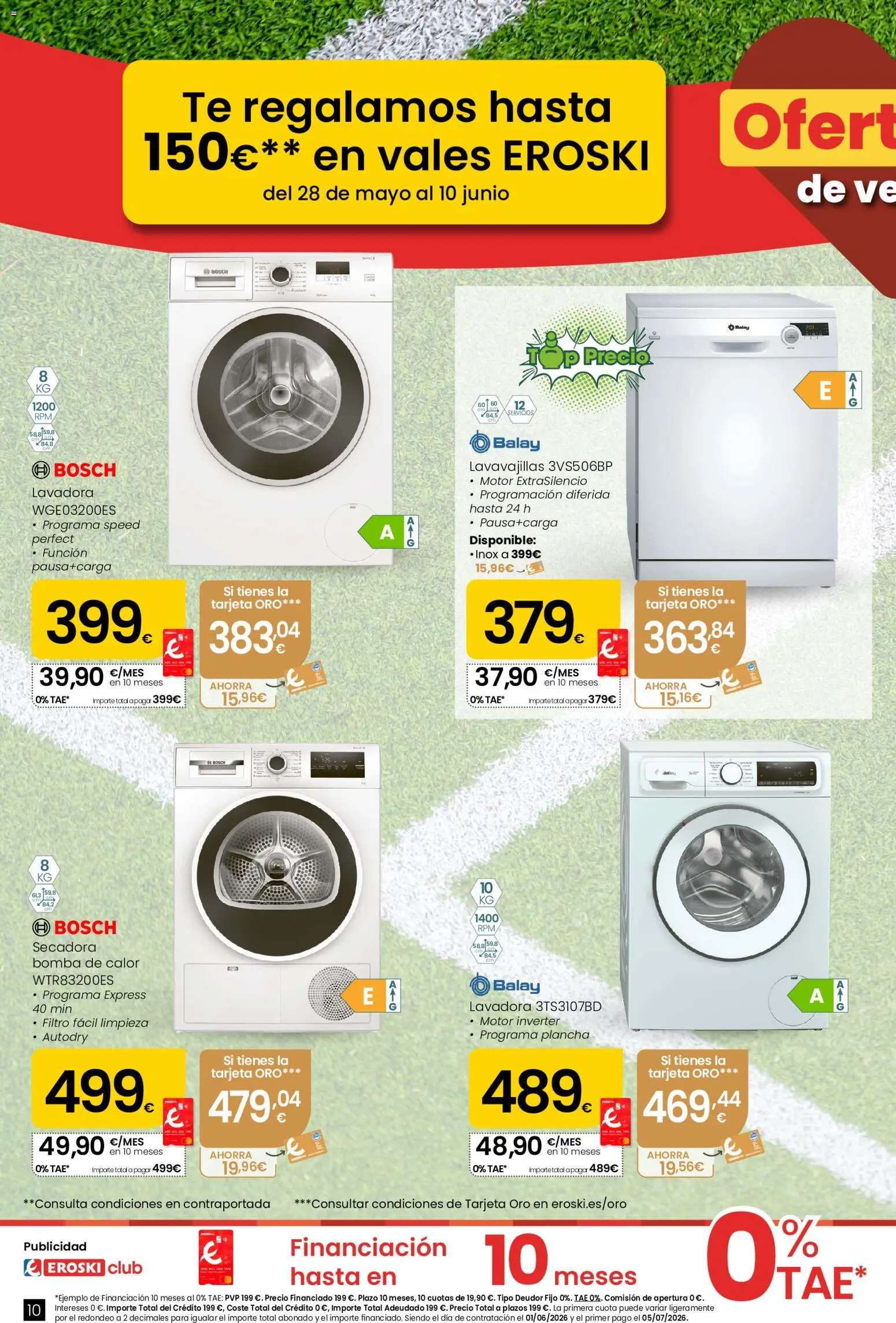 Eroski Conekta Ofertones de verano │ válido desde el 28.05.2026 | Página: 10 | Productos: Té, Lavadora, Secadora, Plancha