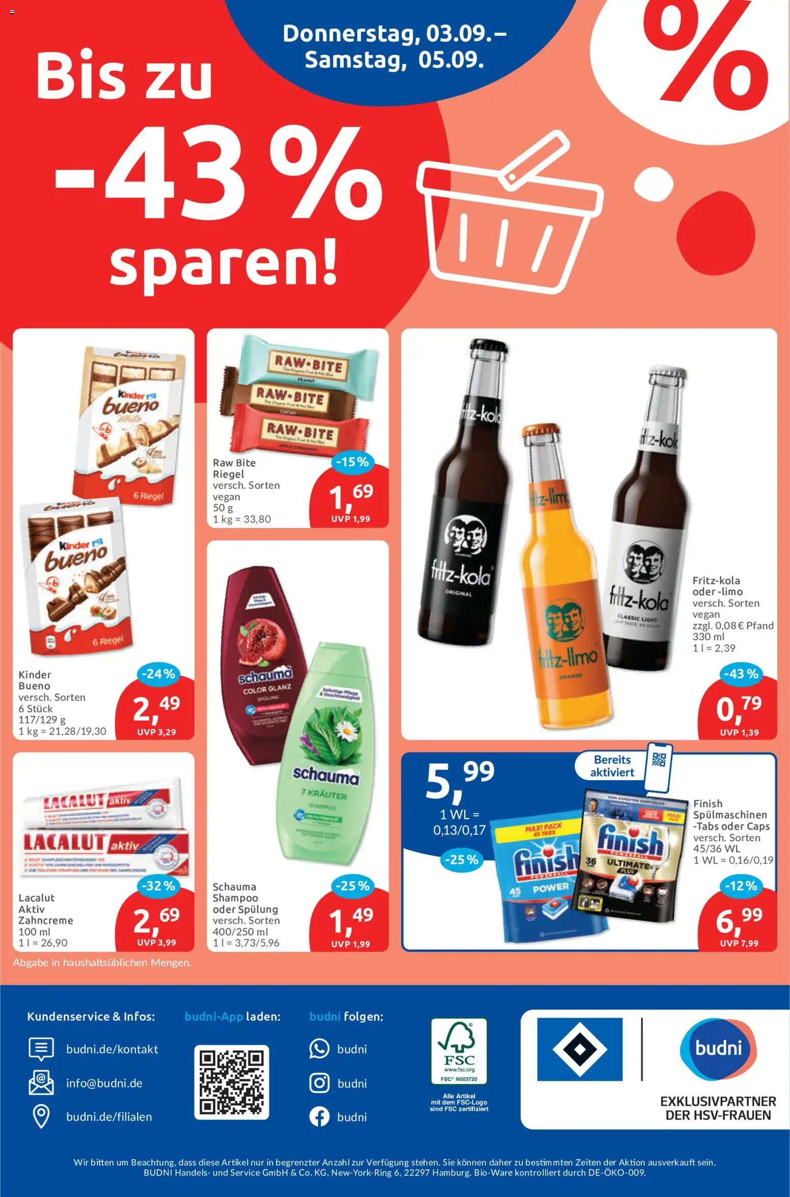 Budni Prospekt – gültig ab 31.08.2026 | Seite: 8 | Produkte: Kinder bueno, Finish, Shampoo, Spülung