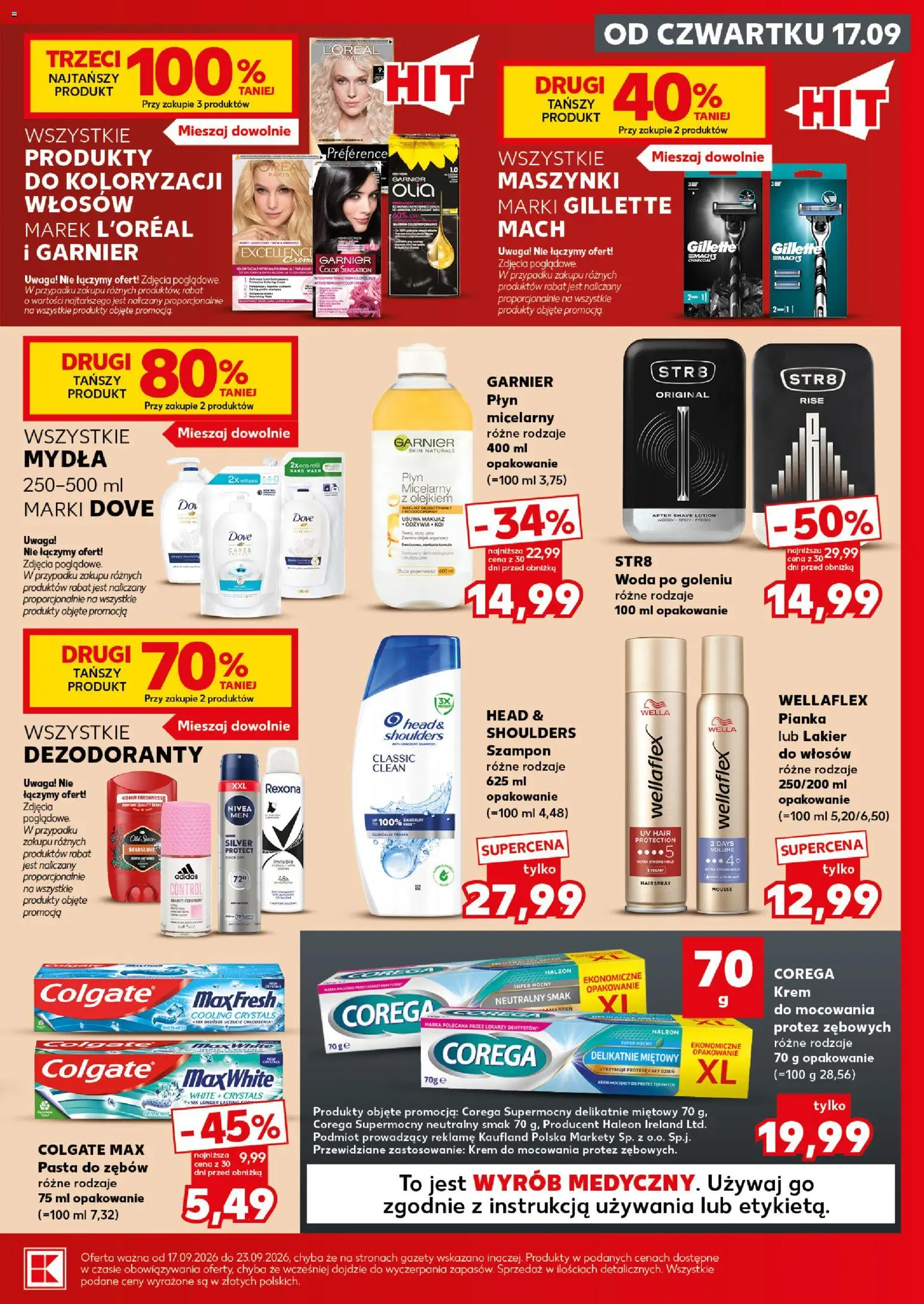 Kaufland Polsko leták - Mocny start od 21.09.2026 | Strana: 23 | Produkty: Corega, Krém, Rexona, Dove