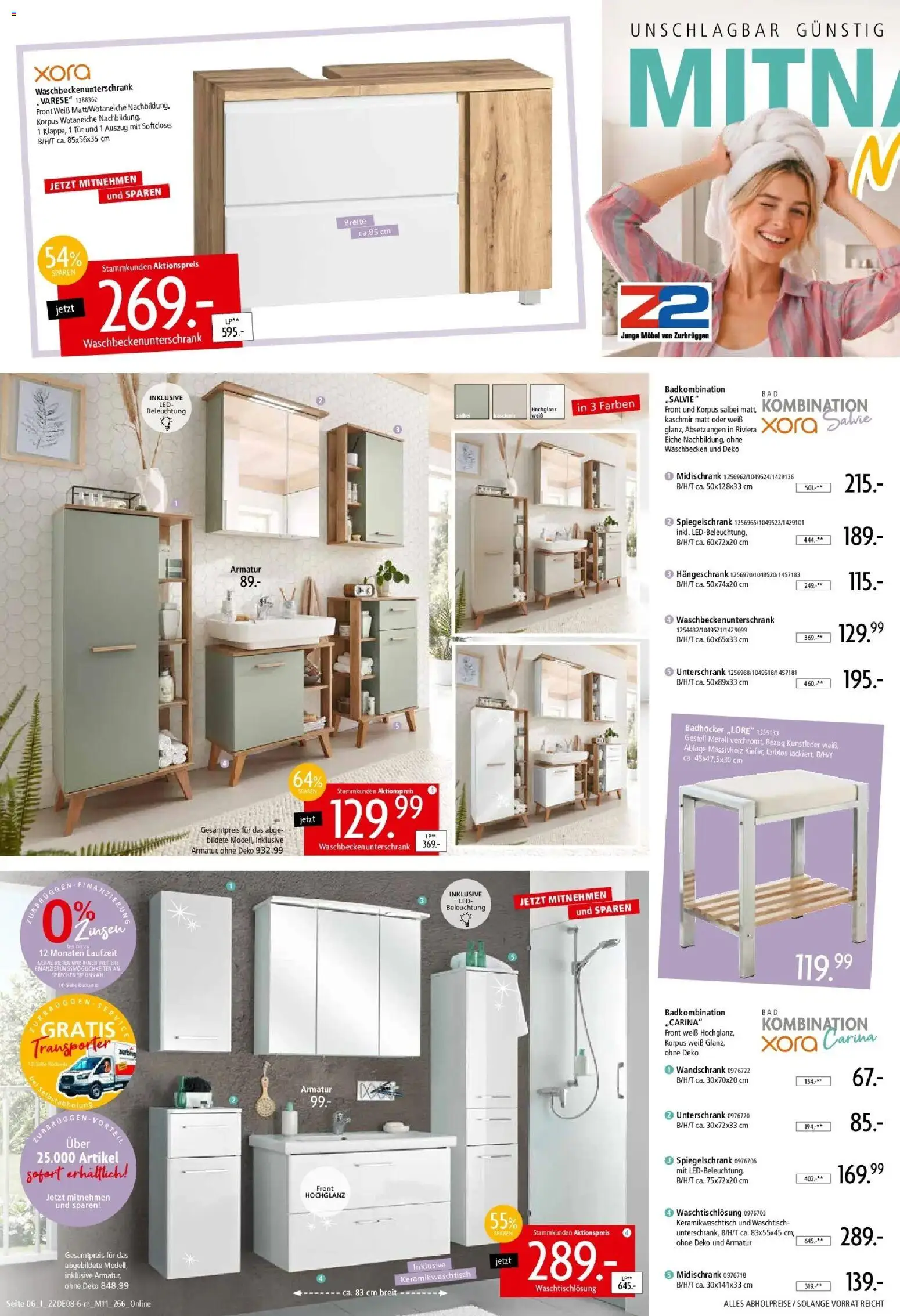 Zurbrüggen - Zurbrüggen: Mitnahme Möbel – gültig ab 29.08.2026 | Seite: 32 | Produkte: Tür, Armatur, Spiegelschrank, Unterschrank