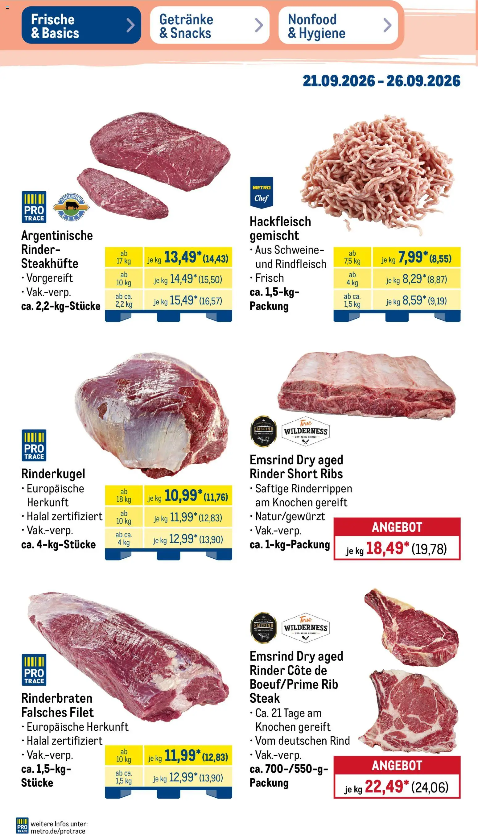 Metro Prospekt – gültig ab 21.09.2026 | Seite: 2 | Produkte: Rinderbraten, Rindfleisch, Steak, Hackfleisch