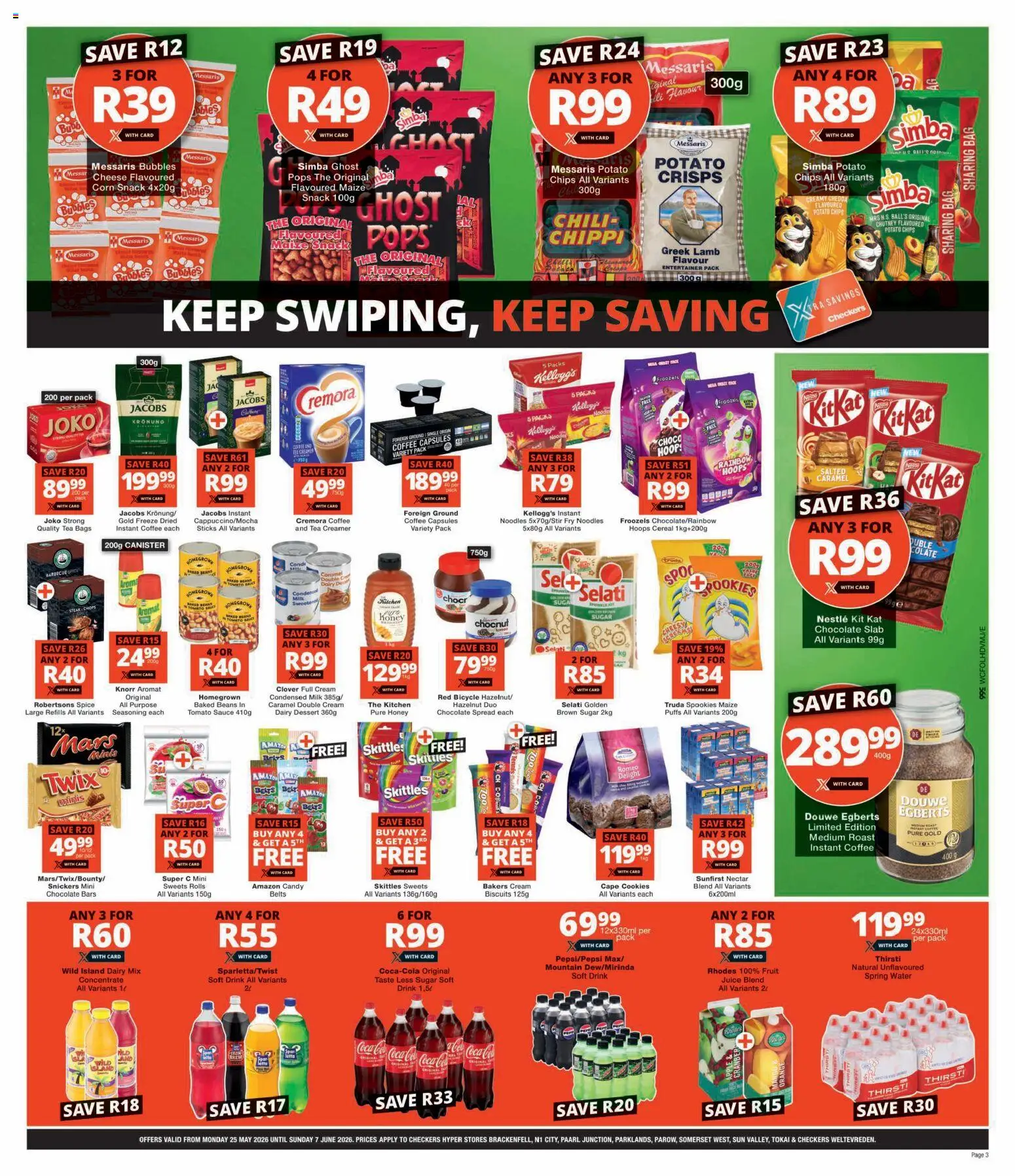 New Checkers catalogue – valid from 25.05.2026 | Page: 3 | Products: Chutney, Bag, Tomato sauce, Estuche organizador de viaje