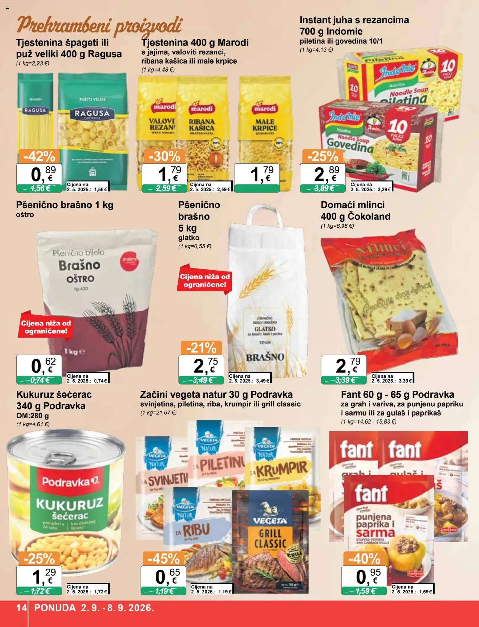 KTC katalog | vrijedi od 02.09.2026 | Stranica: 14 | Proizvodi: Kukuruz, Govedina, Tjestenina, Juha