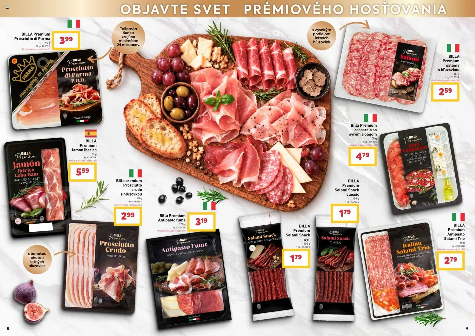 Nové Billa akcie – leták je platný od 21.10.2026 | Strana: 5 | Produkty: Saláma, Mäso, Prosciutto crudo, Bravčové mäso