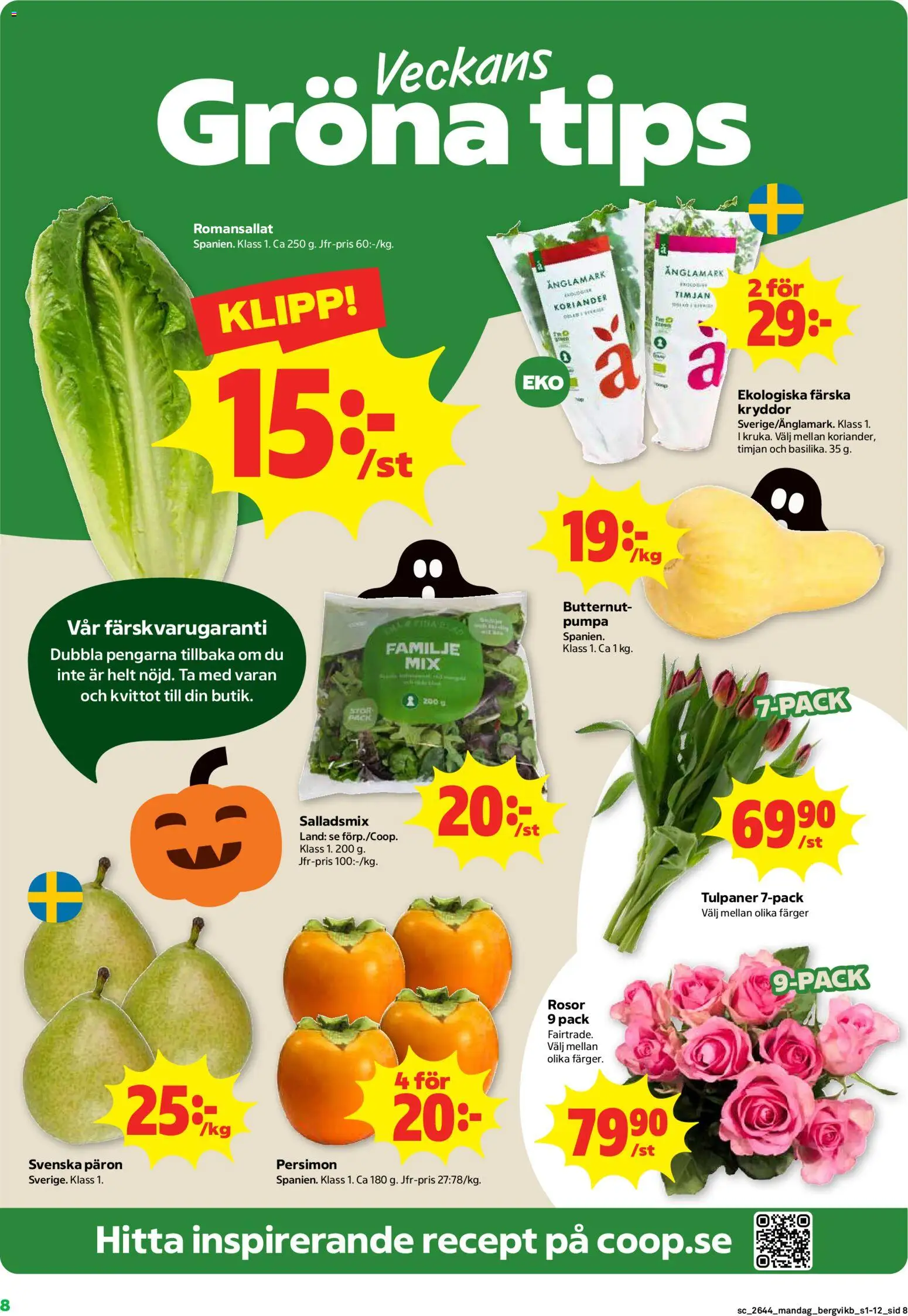 Stora Coop reklamblad aktuell från 26/10/2026 | Sida: 8 | Produkter: Päron, Tulpaner, Kryddor, Koriander