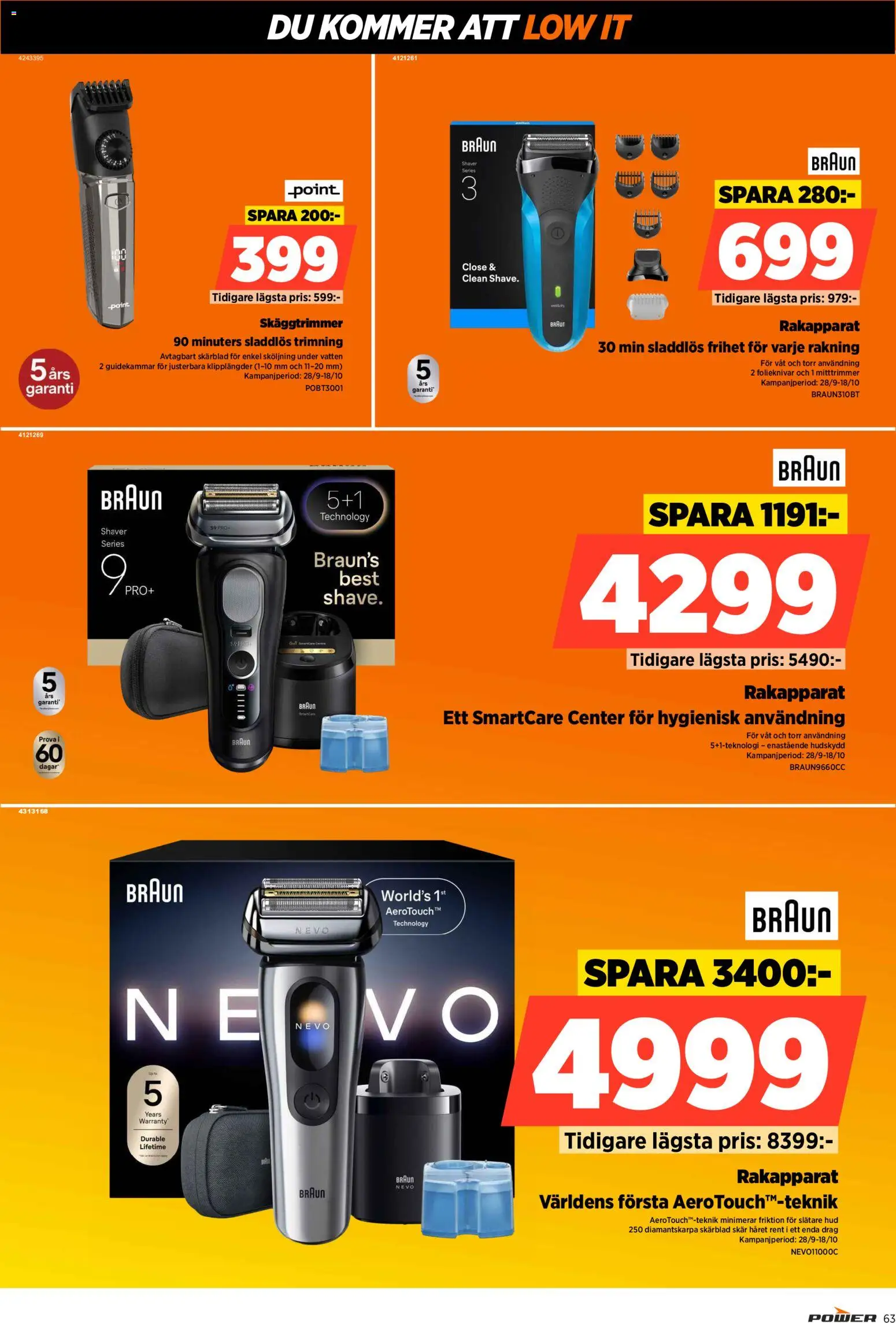 Power reklamblad aktuell från 28/09/2026 | Sida: 63 | Produkter: Rakapparat, Vatten, Skäggtrimmer