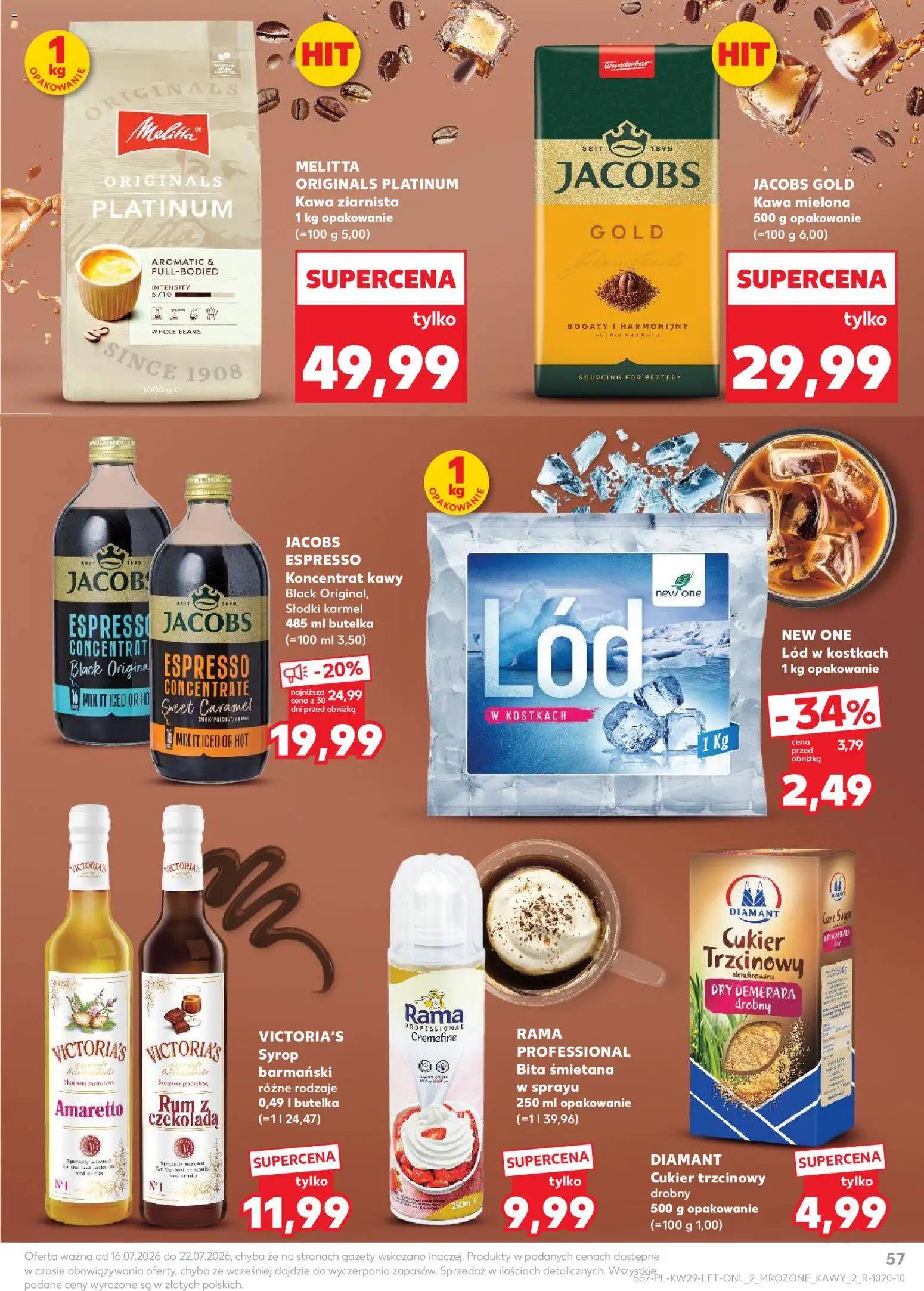 Kaufland Polsko leták od 16.07.2026 | Strana: 57 | Produkty: Amaretto, Jacobs Gold, Rama, Jacobs