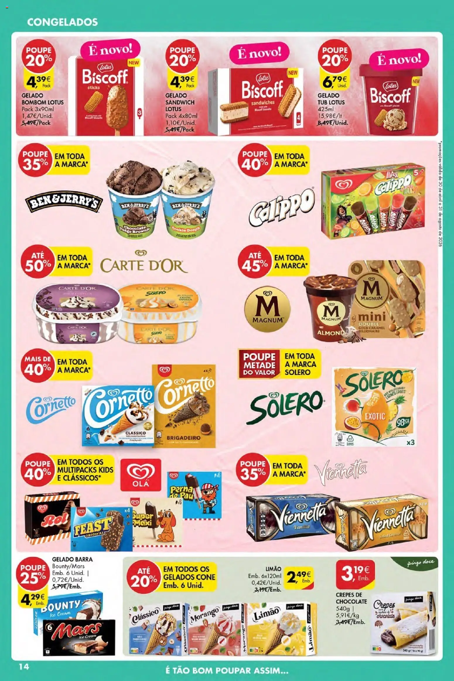 Pingo Doce Poupe Esta Semana Açores │ válido de 30.04.2026 | Página: 14 | Produtos: Bombom, Gelado, Chocolate, Gelado sandwich
