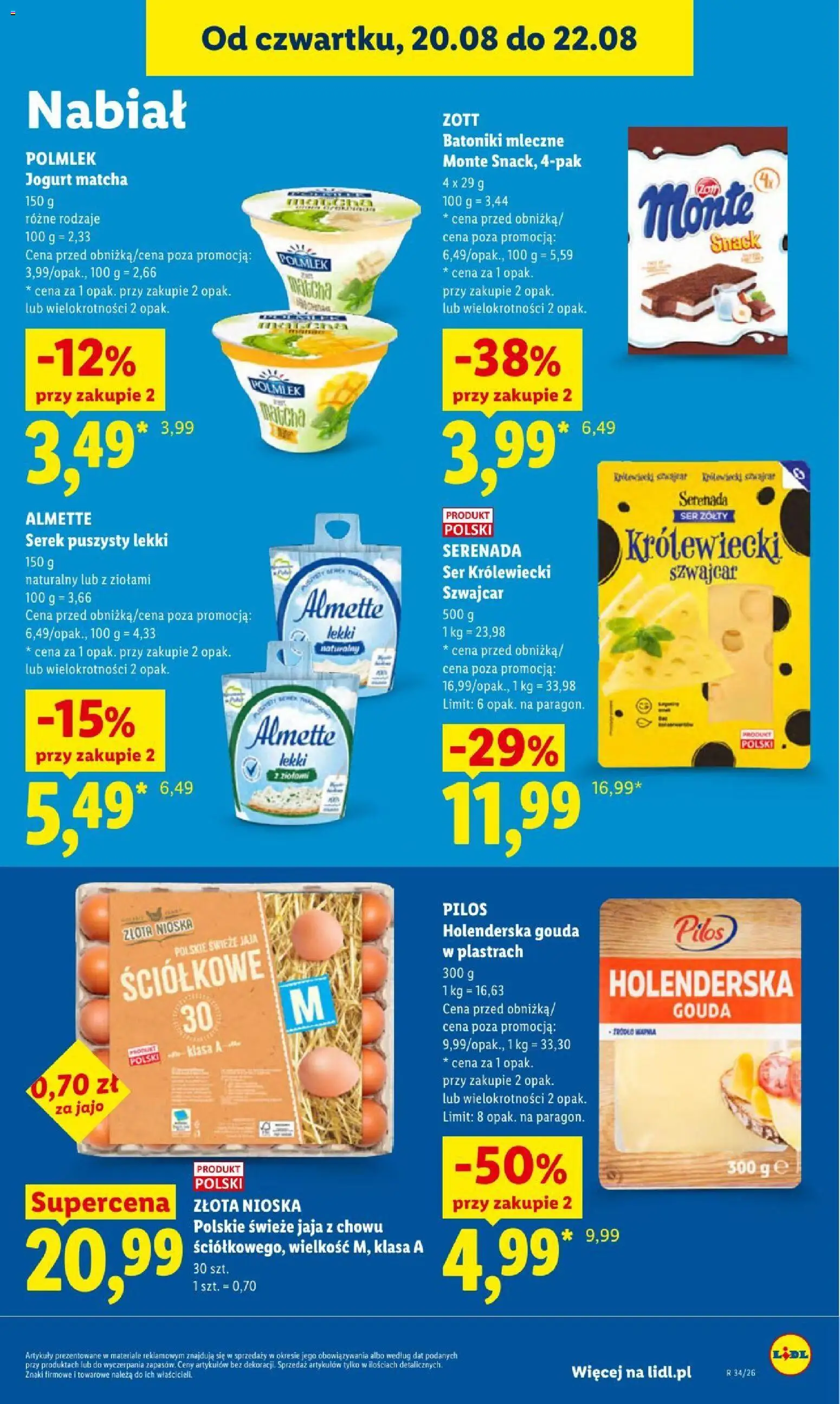 Lidl gazetka od 20.08.2026 | Strona: 73 | Produkty: Ser żółty, Almette, Ser, Jaja